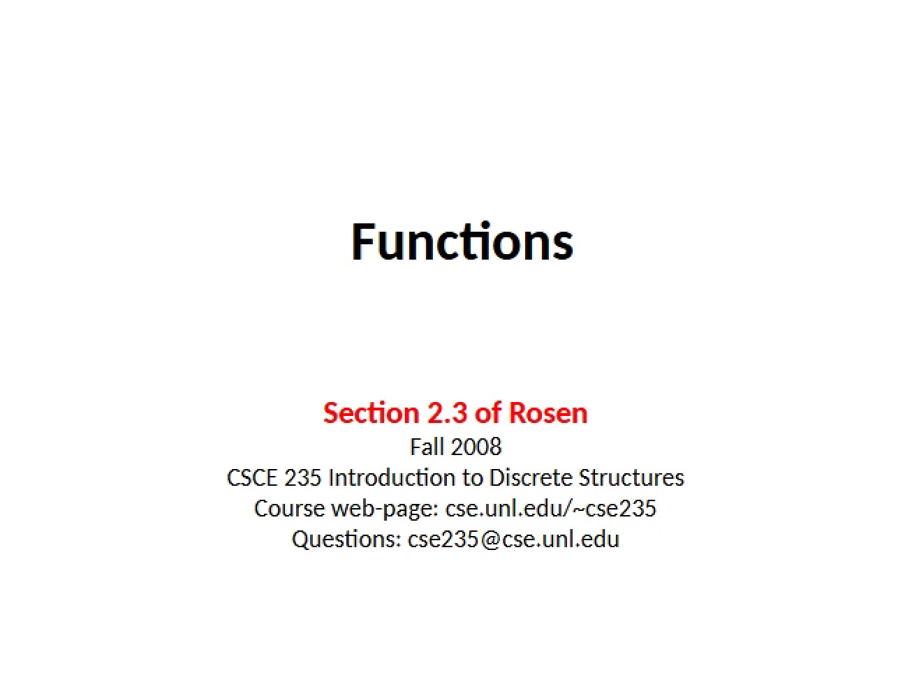 Functions Overview