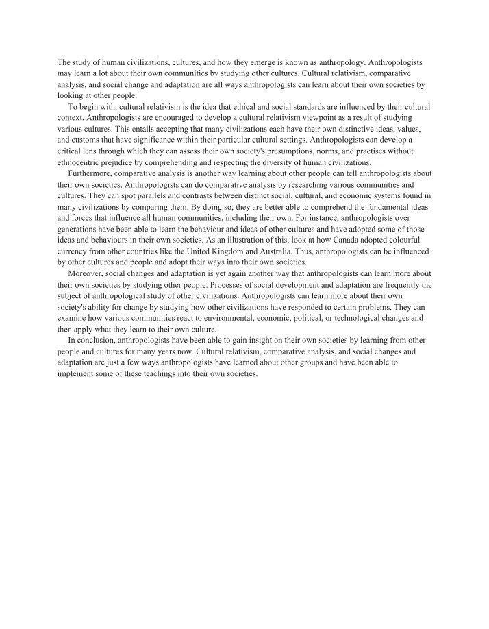 Anthropology - Understanding Cultures and Society