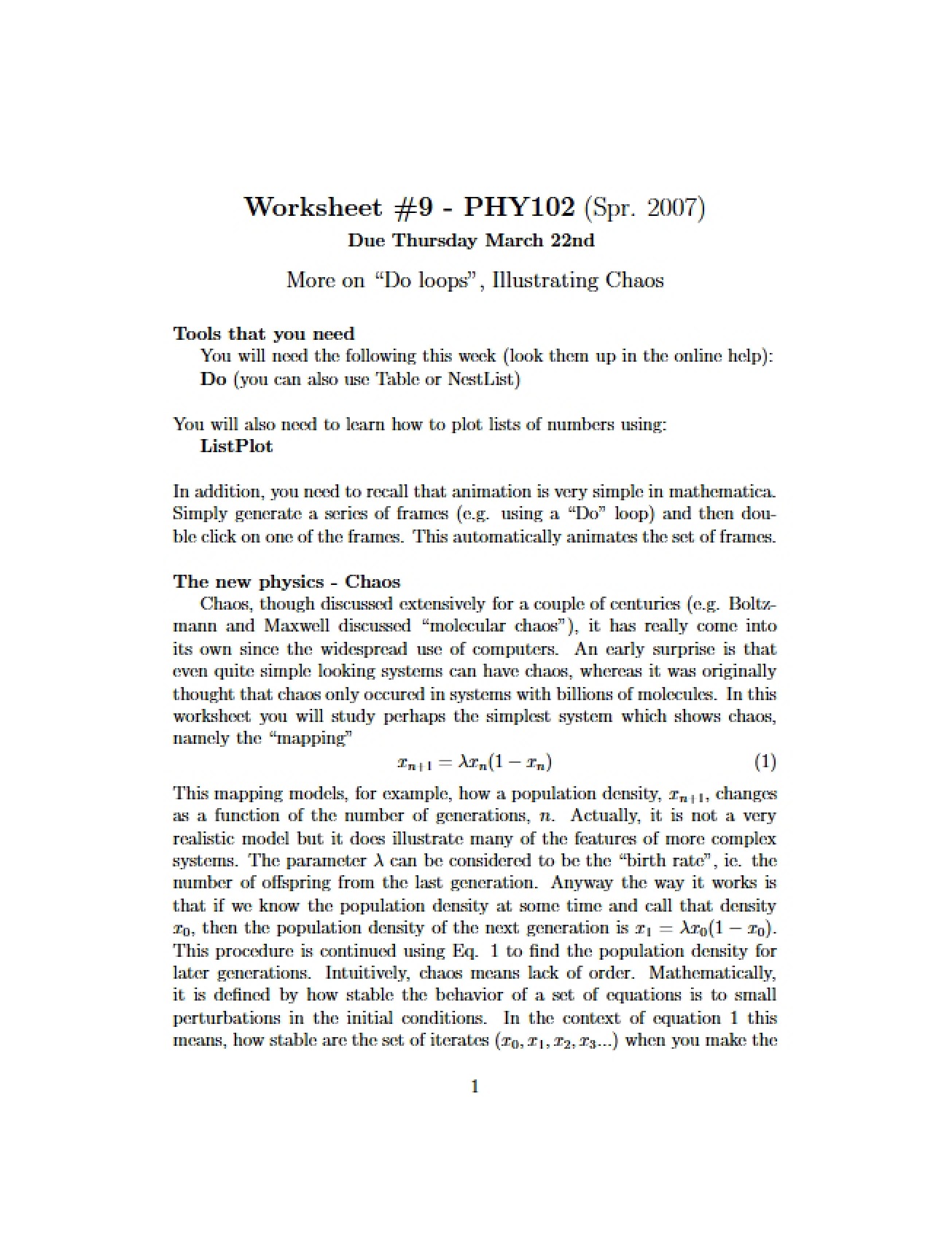 Worksheet 9 (PHY 102)