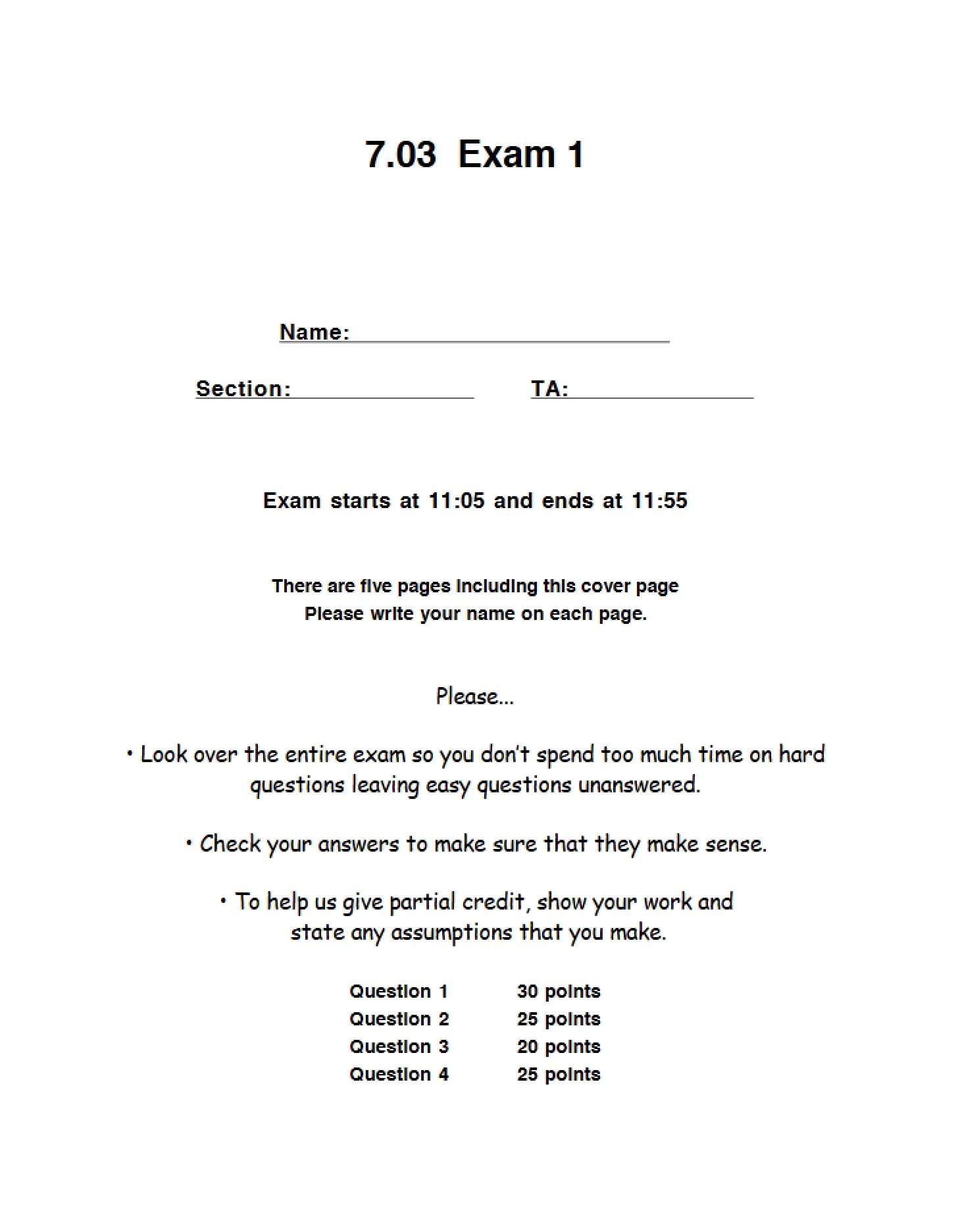First Examination