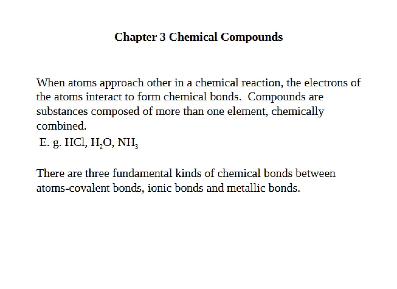 Chemical Compounds (Chapter Three)