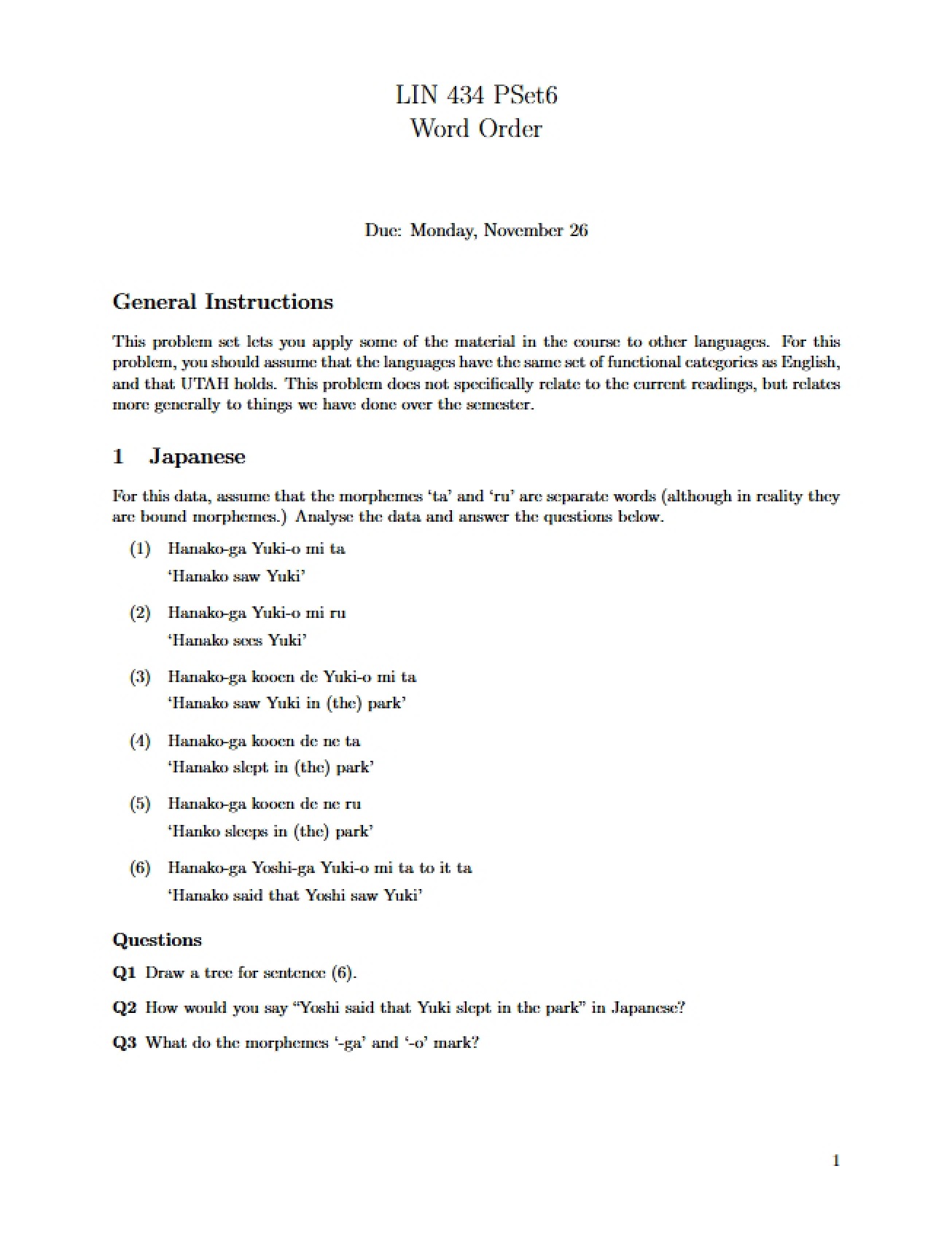 Problem Set Six