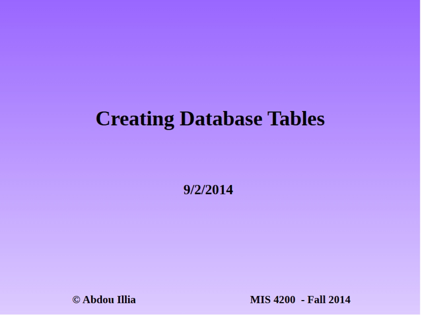 Guide to Creating Database Tables