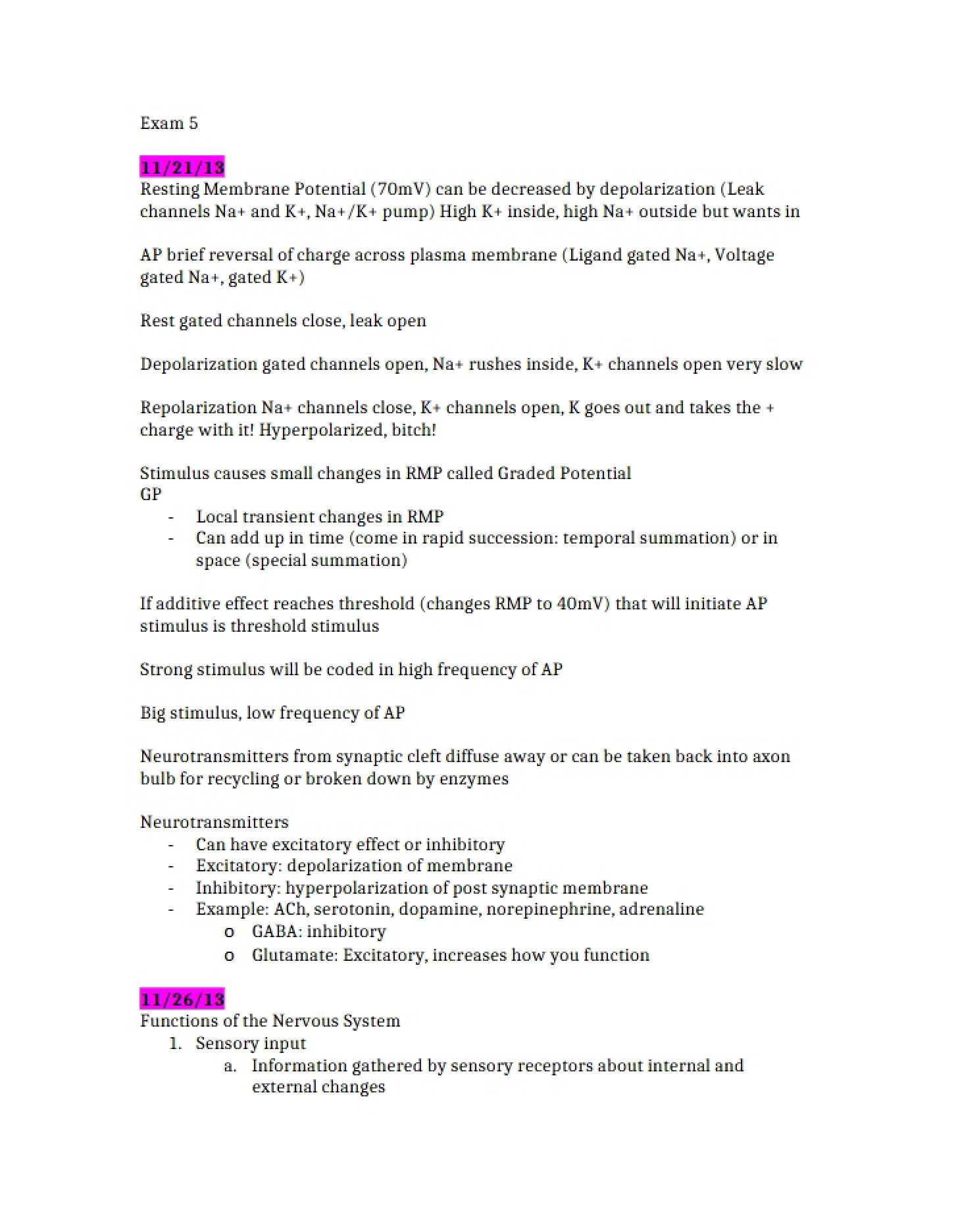 Fifth Examination