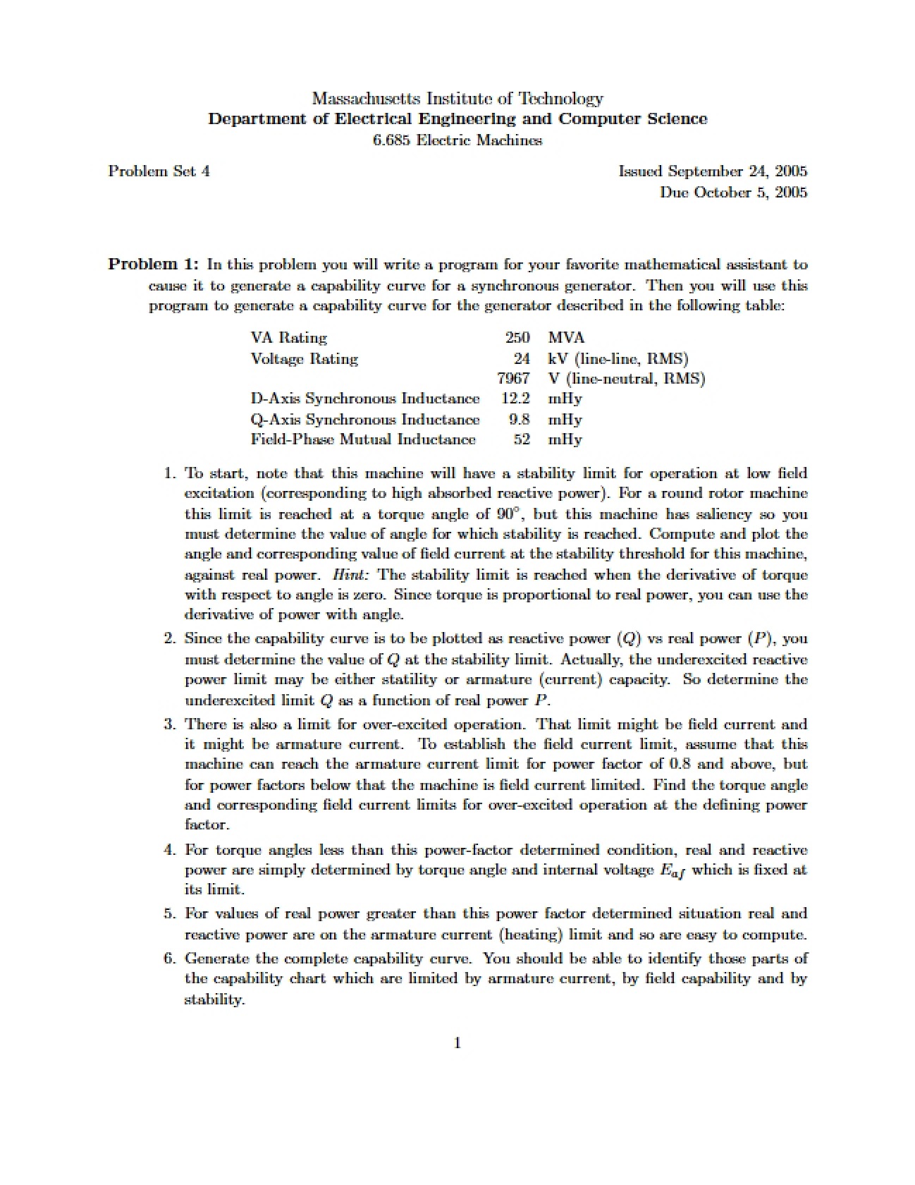 Fourth Problem Assignment