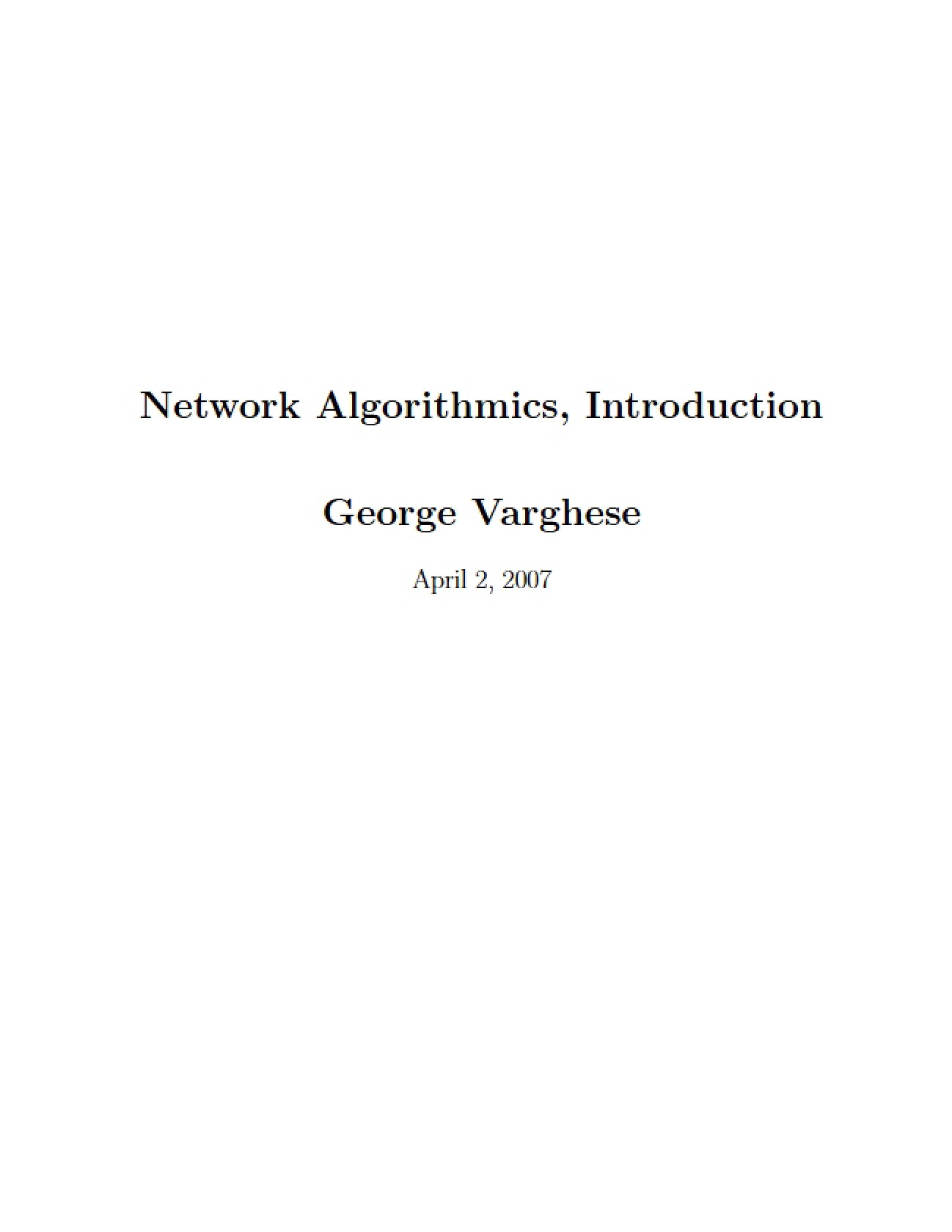 Intro to Network Algorithmics