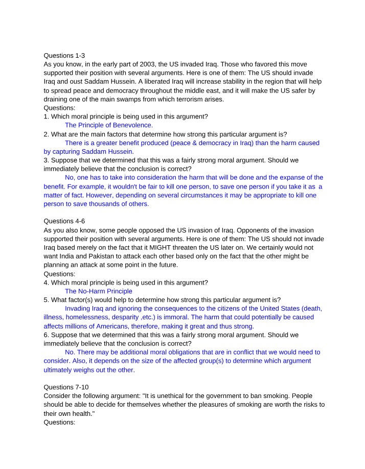 US Invasion of Iraq - Ethical Arguments For and Against