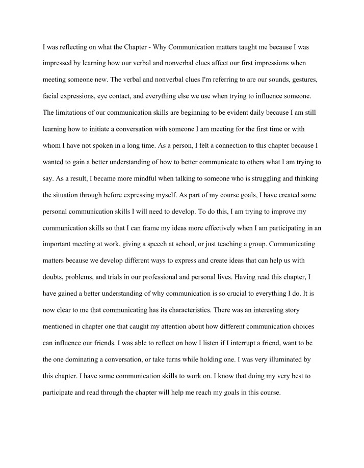 Chapter Reflection - Module 1