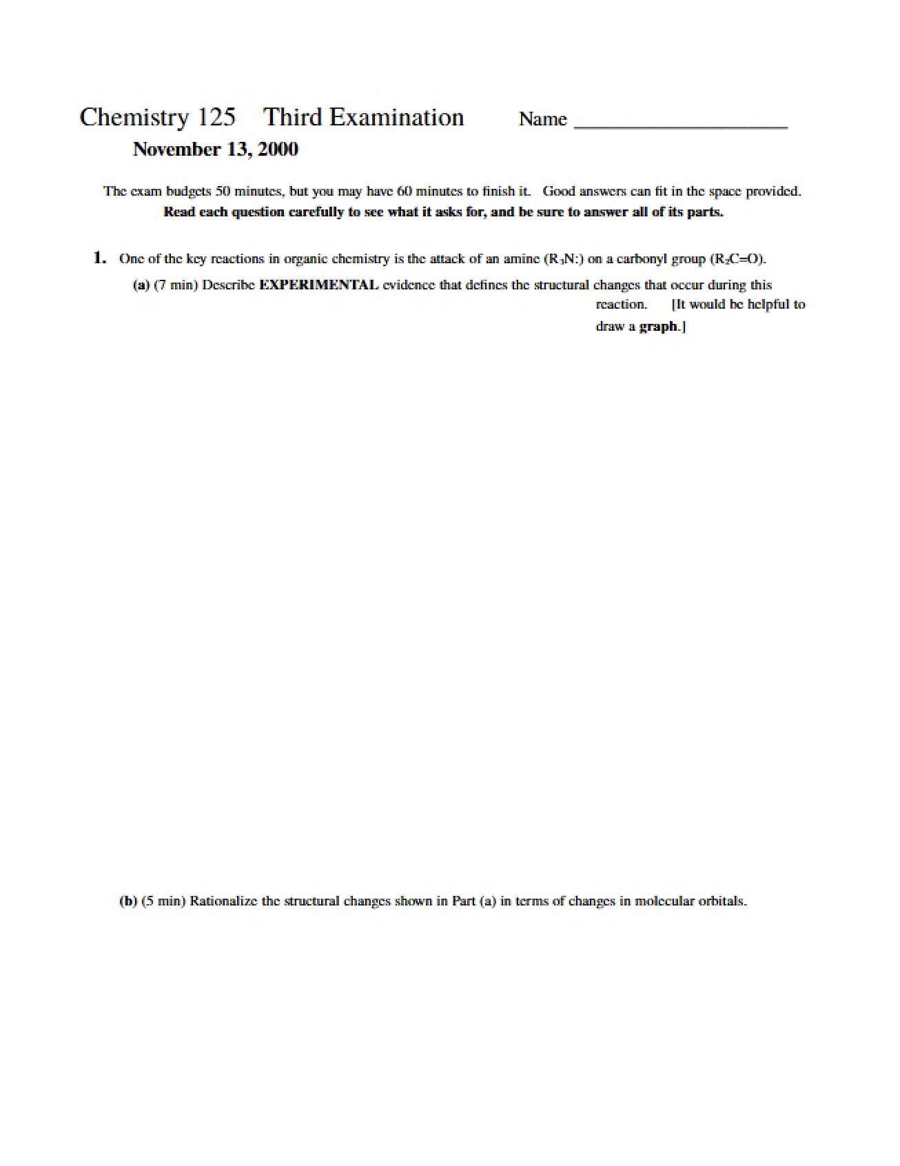 Third Examination - CHEM 125