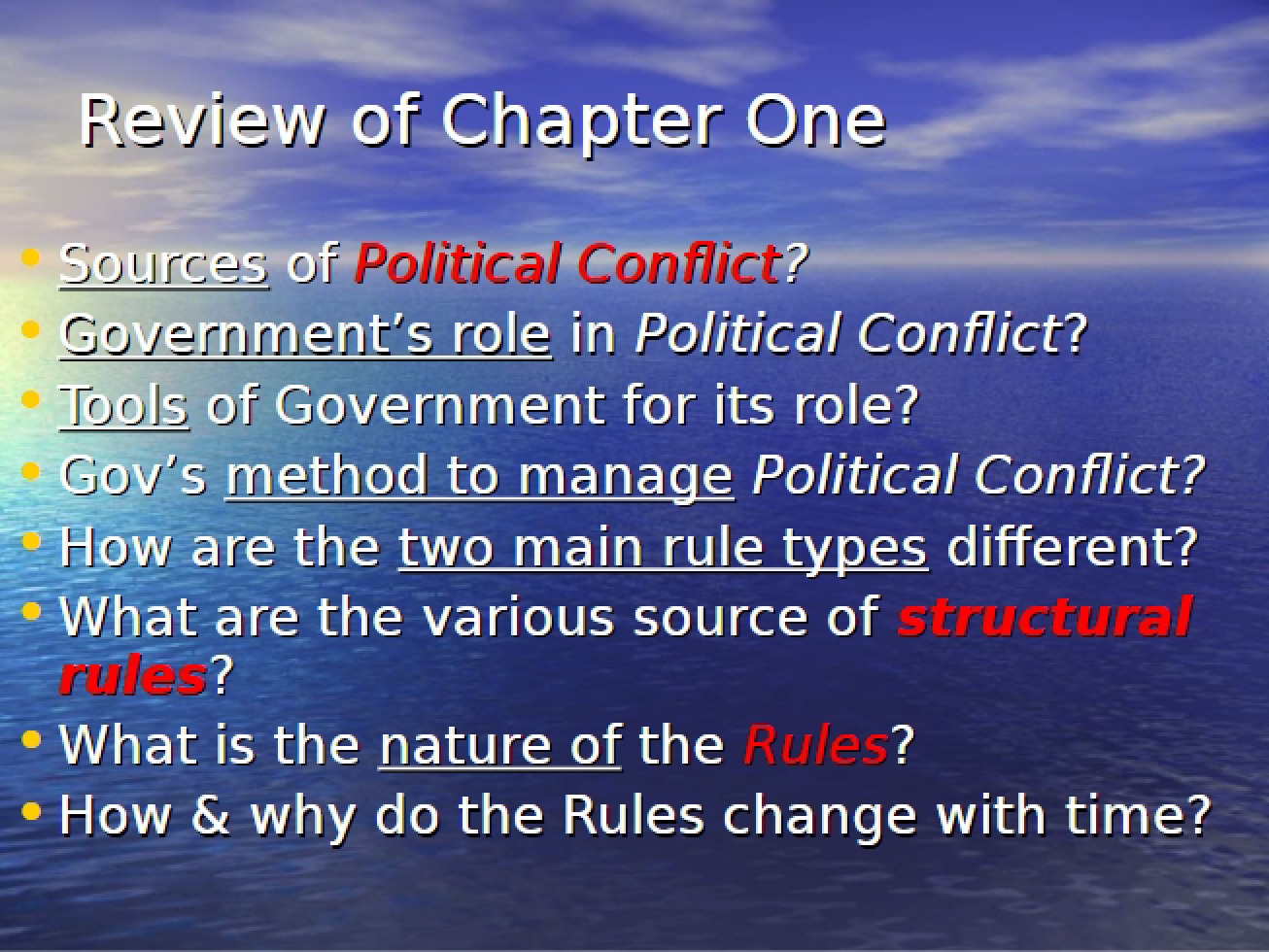 Chapter One Review