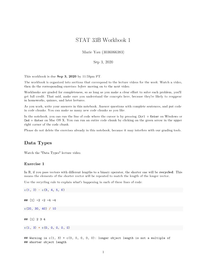 Workbook 1 for STAT 33B
