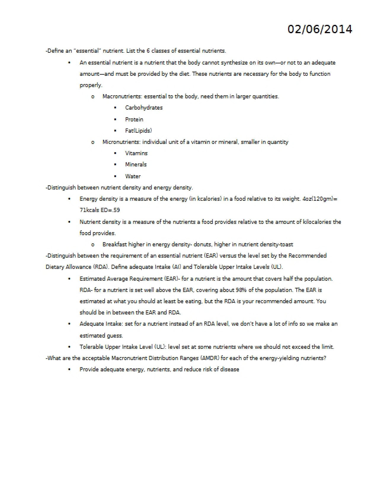 Nutrition Principles Notes