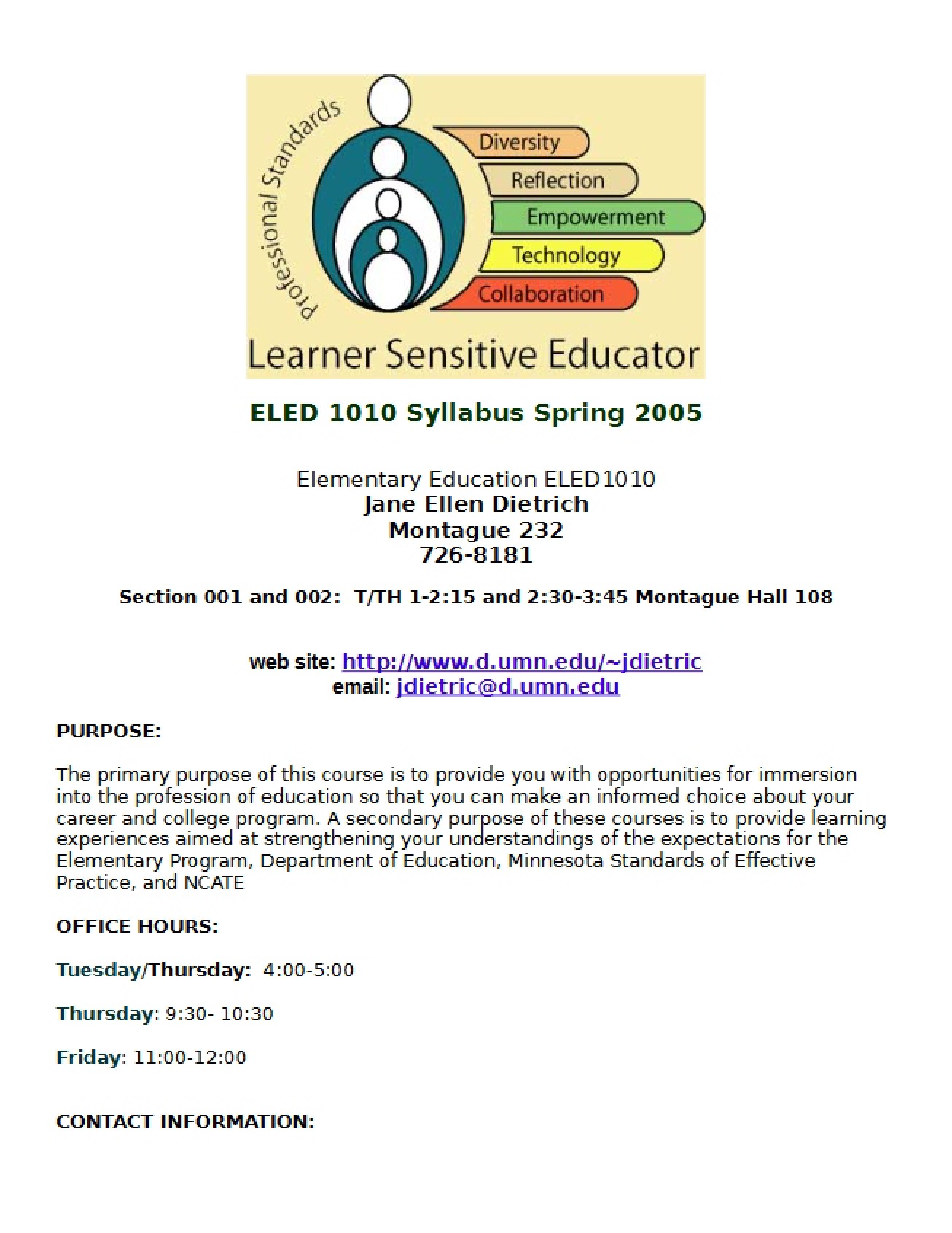 ELED 1010 Class Syllabus