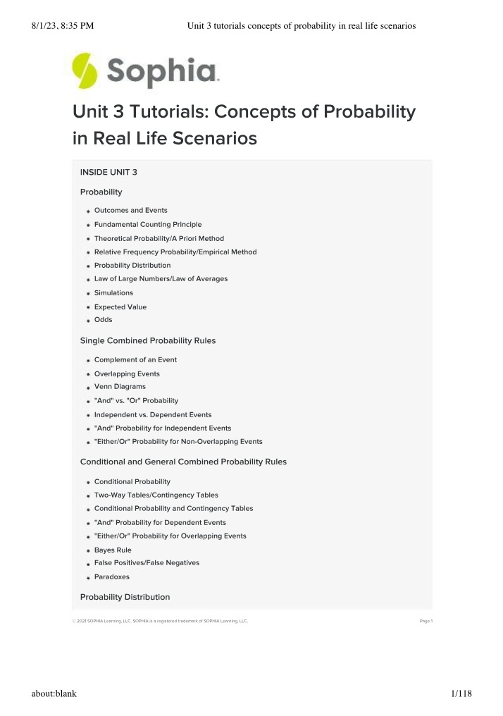 Unit 3 Tutorials - Concepts of Probability in Real Life