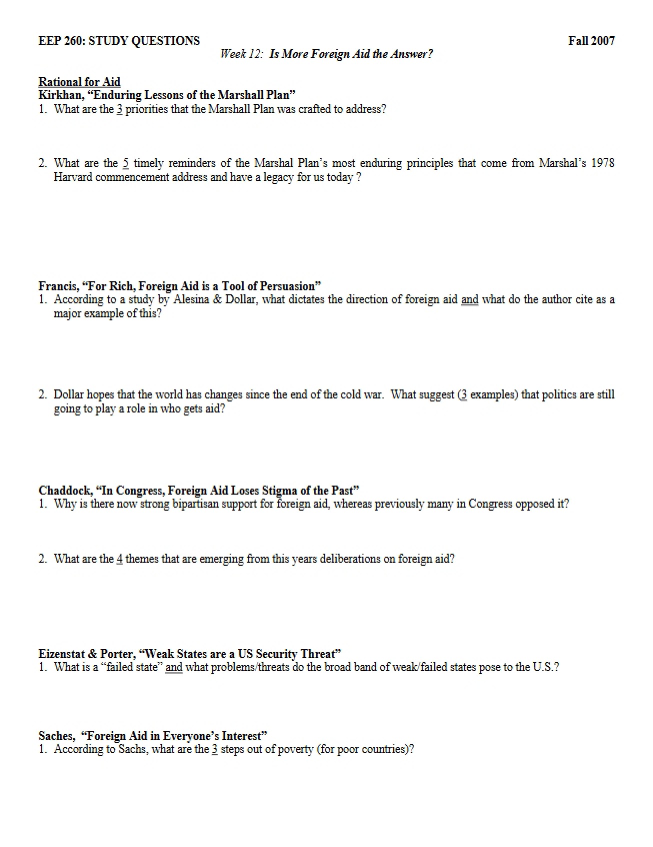 Quiz Study Questions