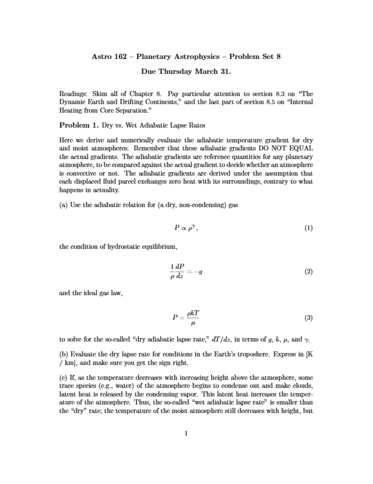 Solutions for Set 10 Planetary Astrophysics