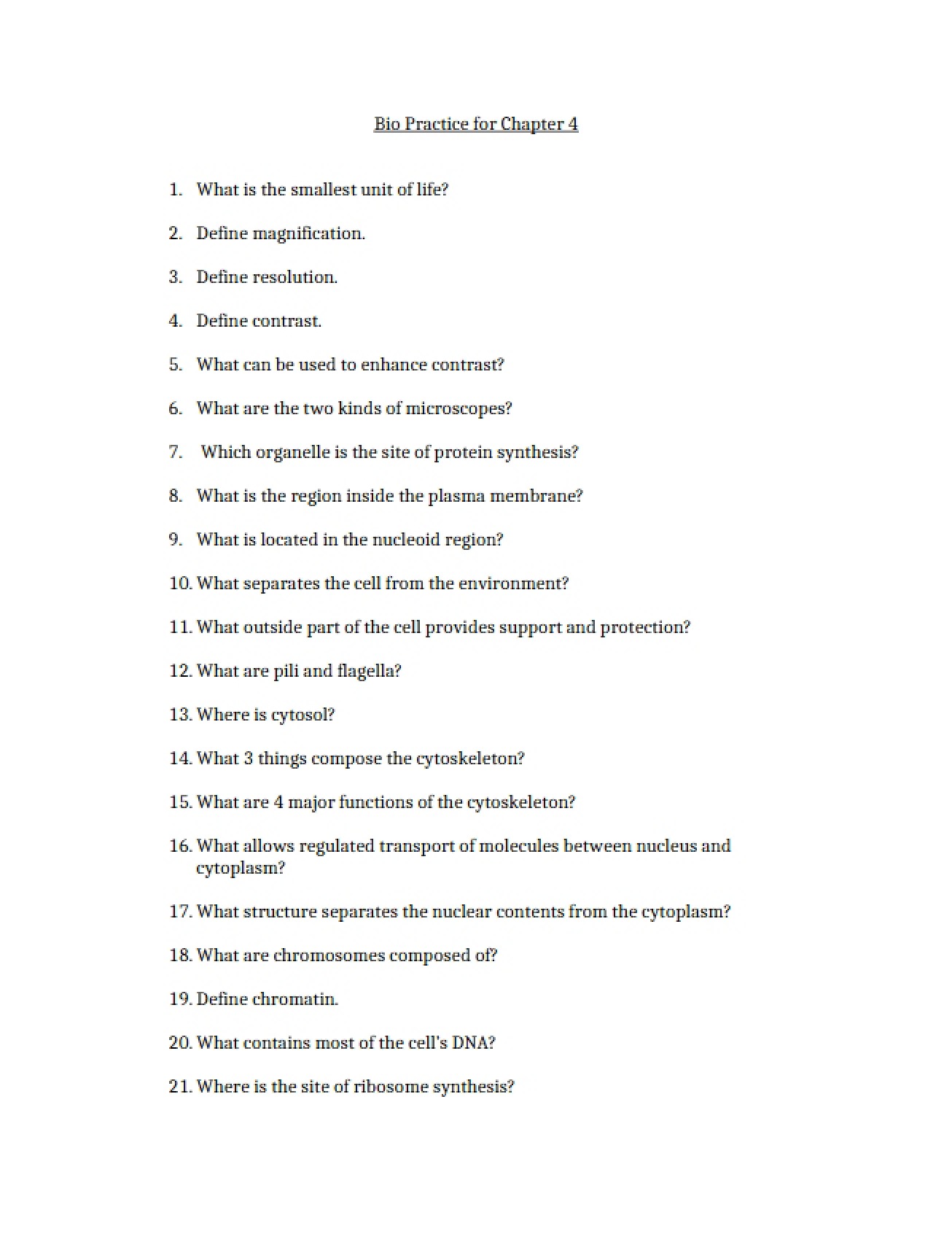 Chapter 4 Biology Practice