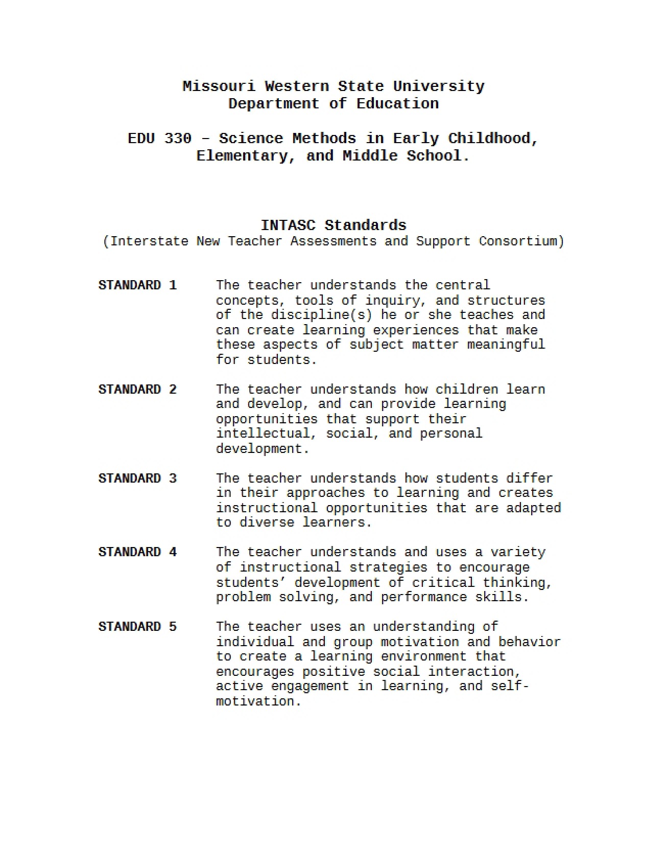 Science Methods Early Childhood through Middle School
