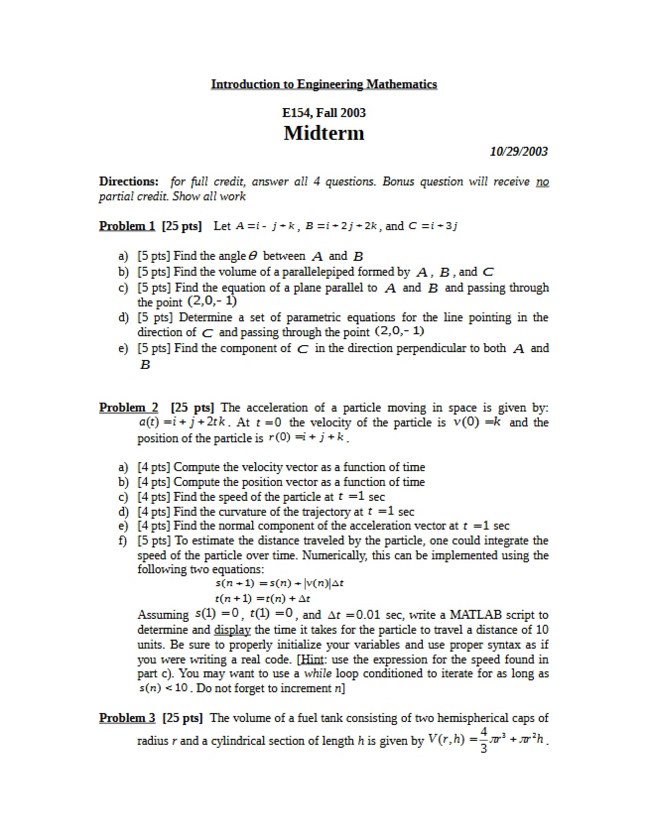 Vector Calculus for Engineers Lecture Notes