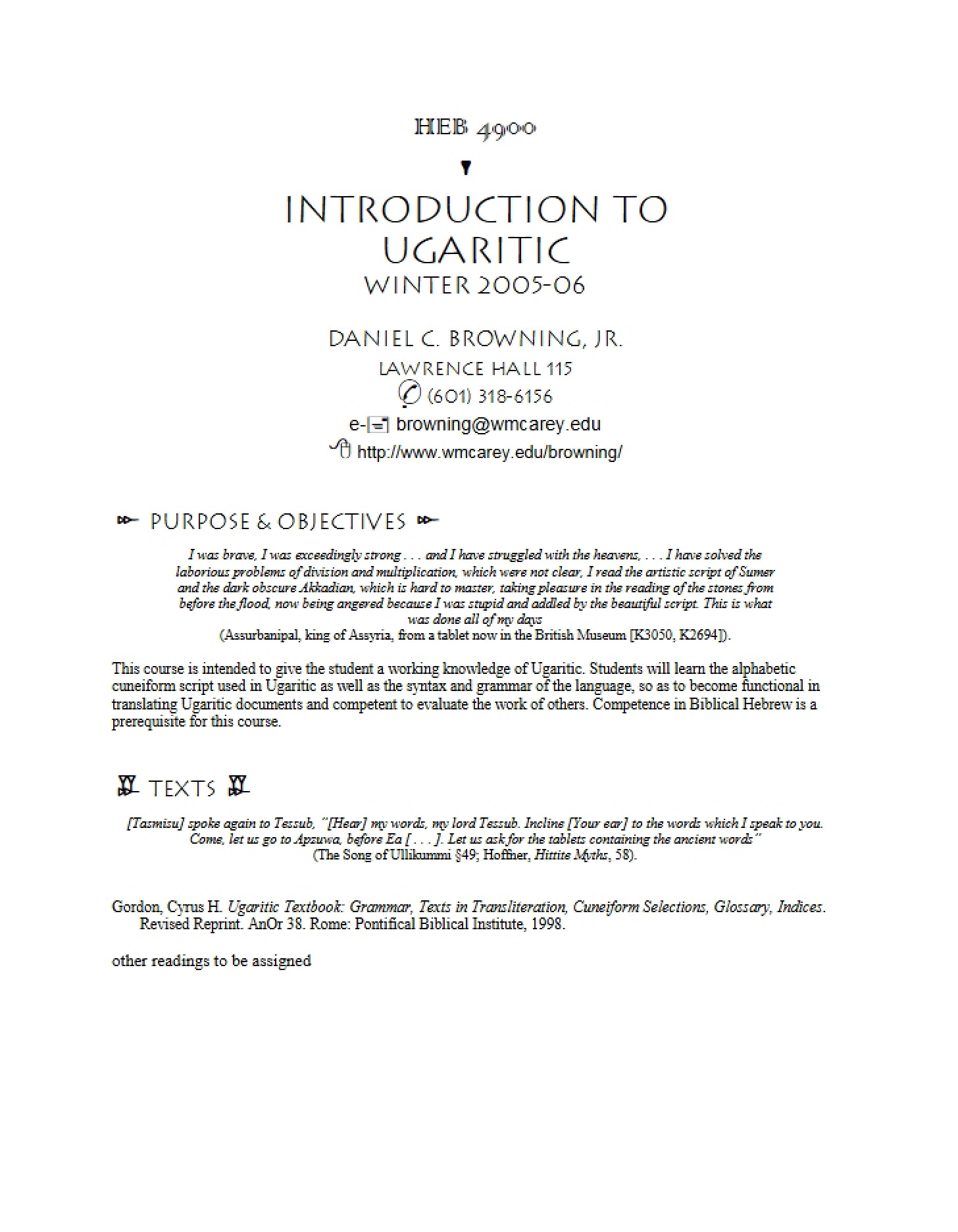 Course Syllabus