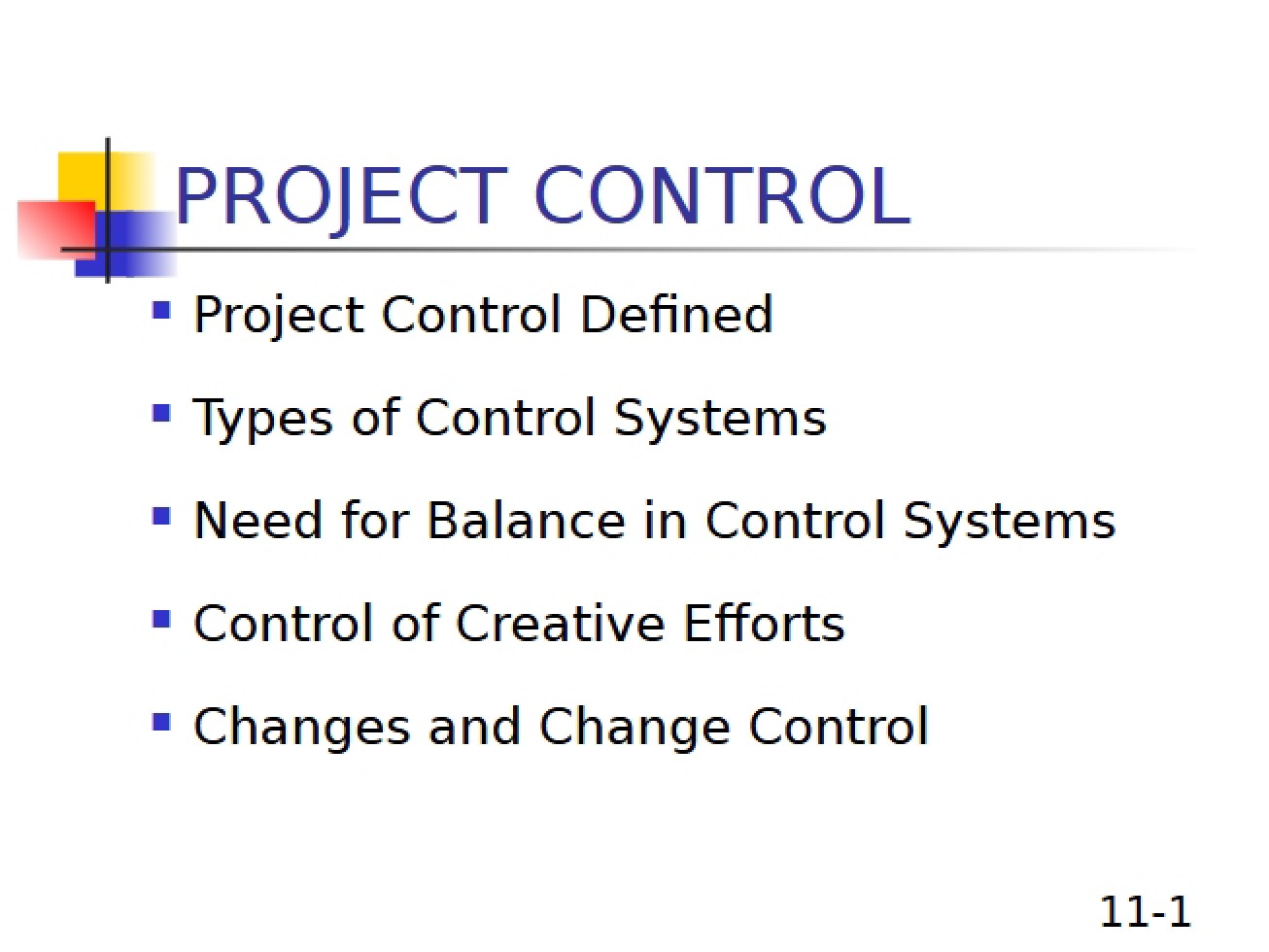 Control of Project