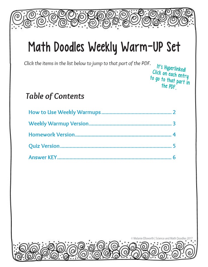 Weekly Math Doodles Warm-Up Set