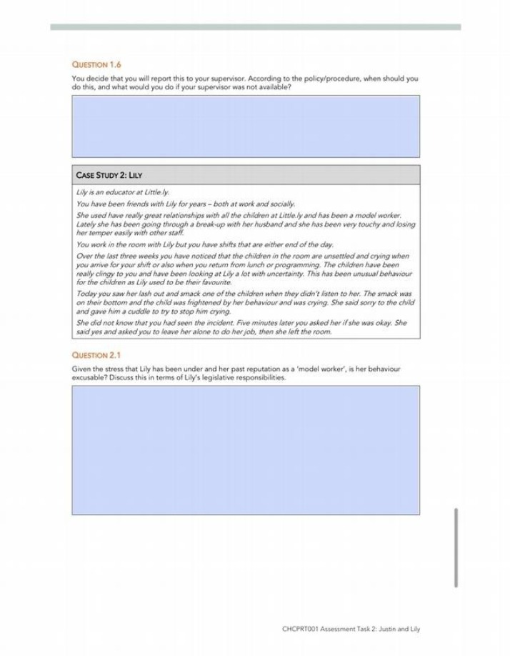 Assessment Task 2 - Justin and Lily (CHCPRT001)