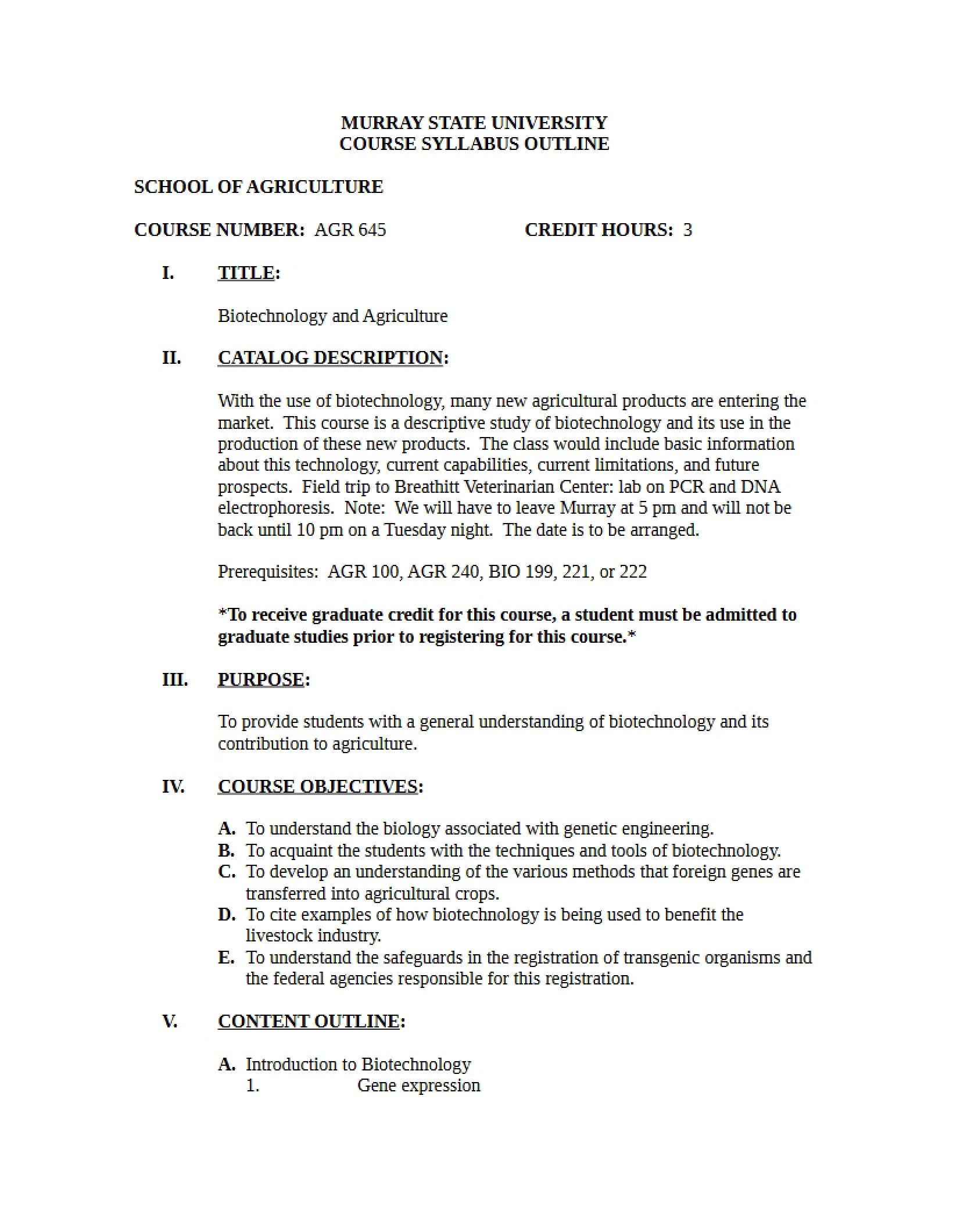 Syllabus - 5 Pages
