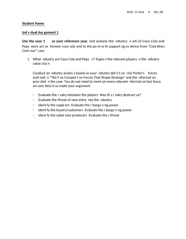 BUSI 411 - Individual Assignment 1
