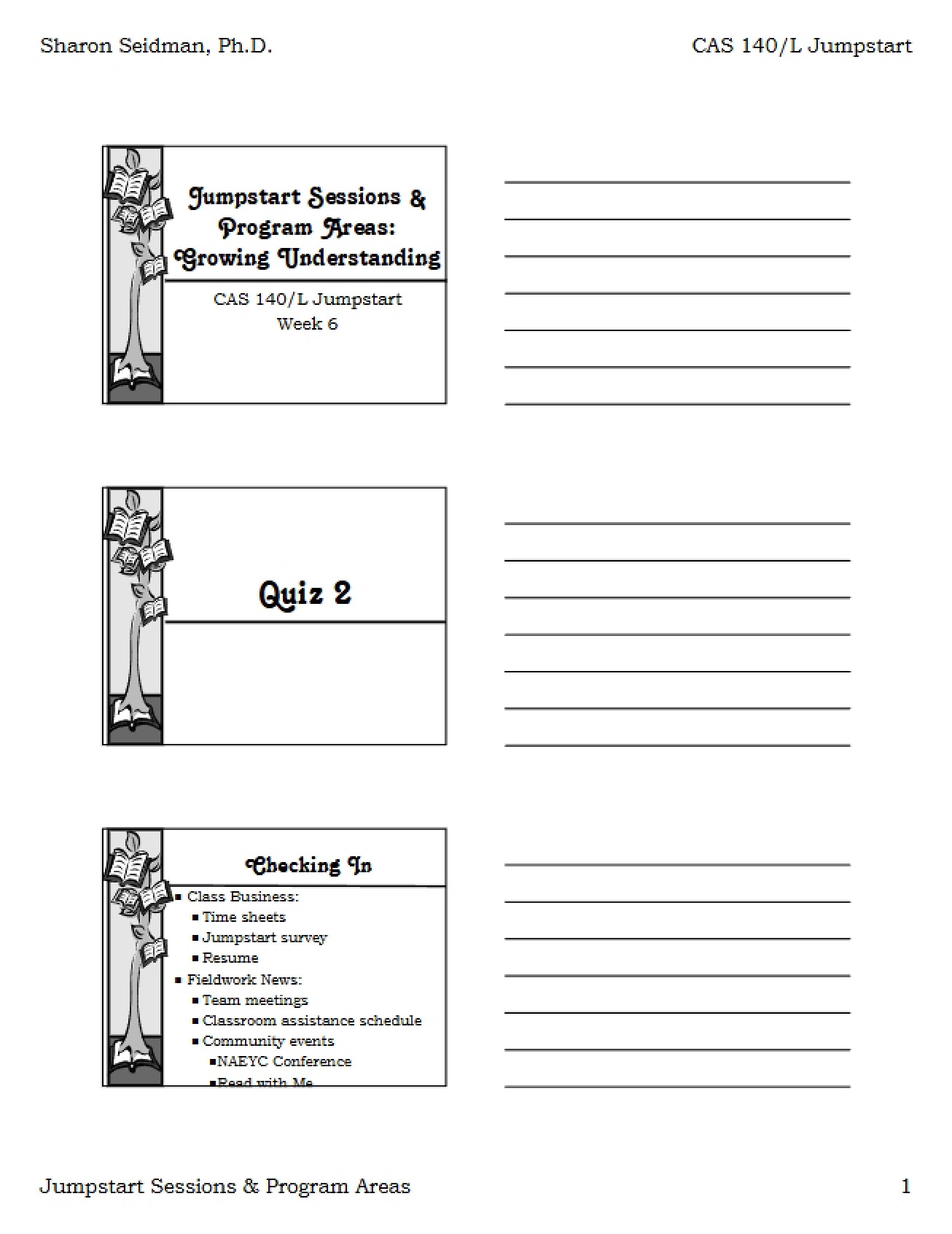 Program Areas and Sessions Jumpstart