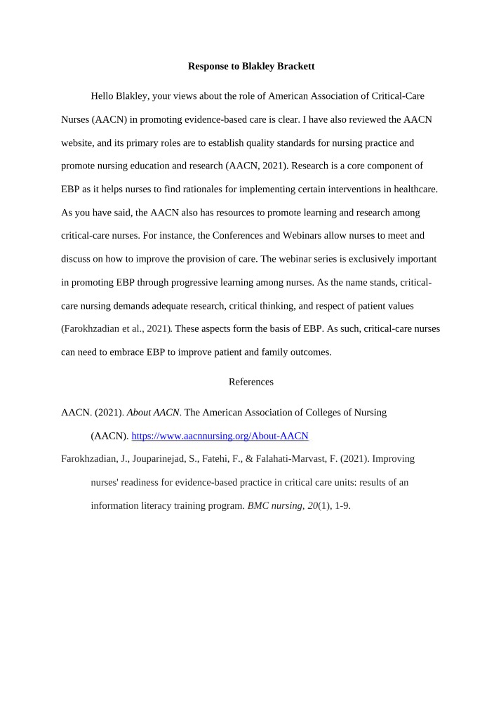 Response to Brackett and Blakley