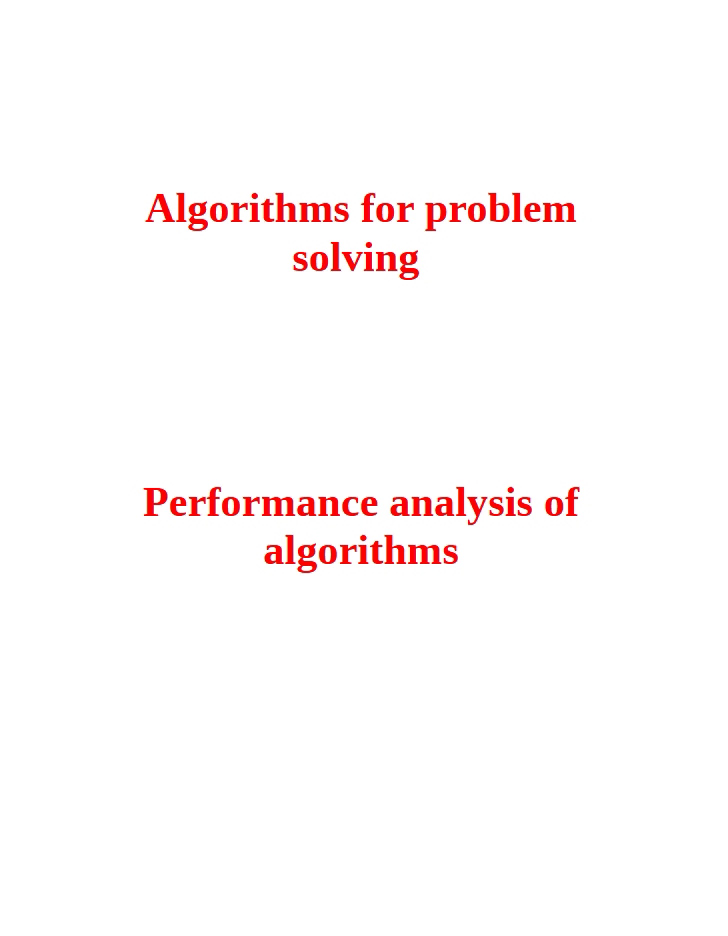 Problem Solving Algorithms