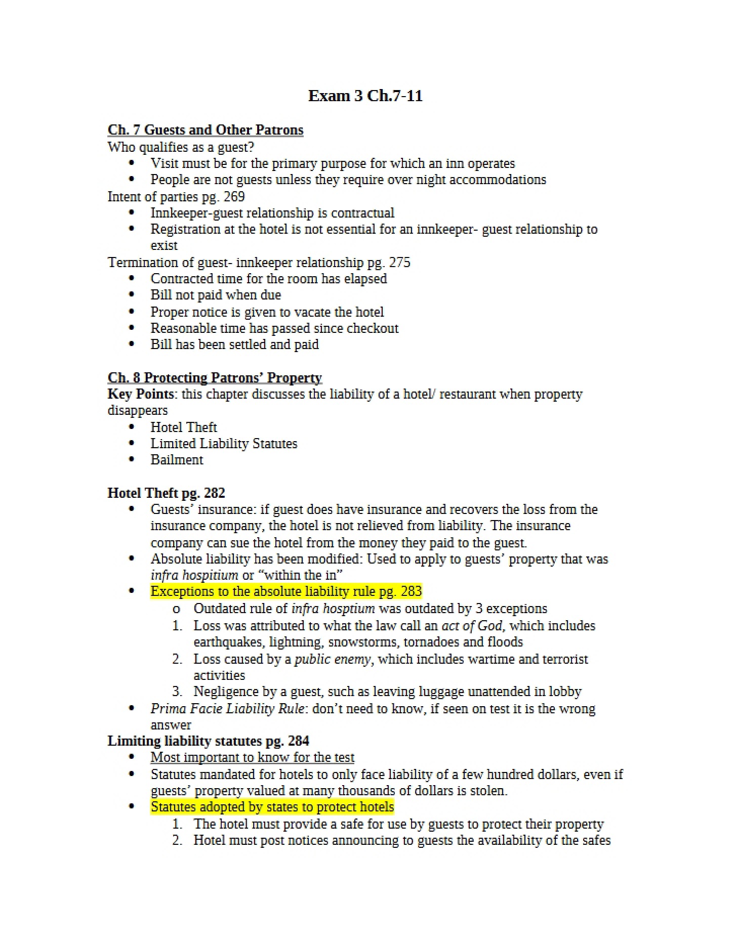 Third Examination Preparation