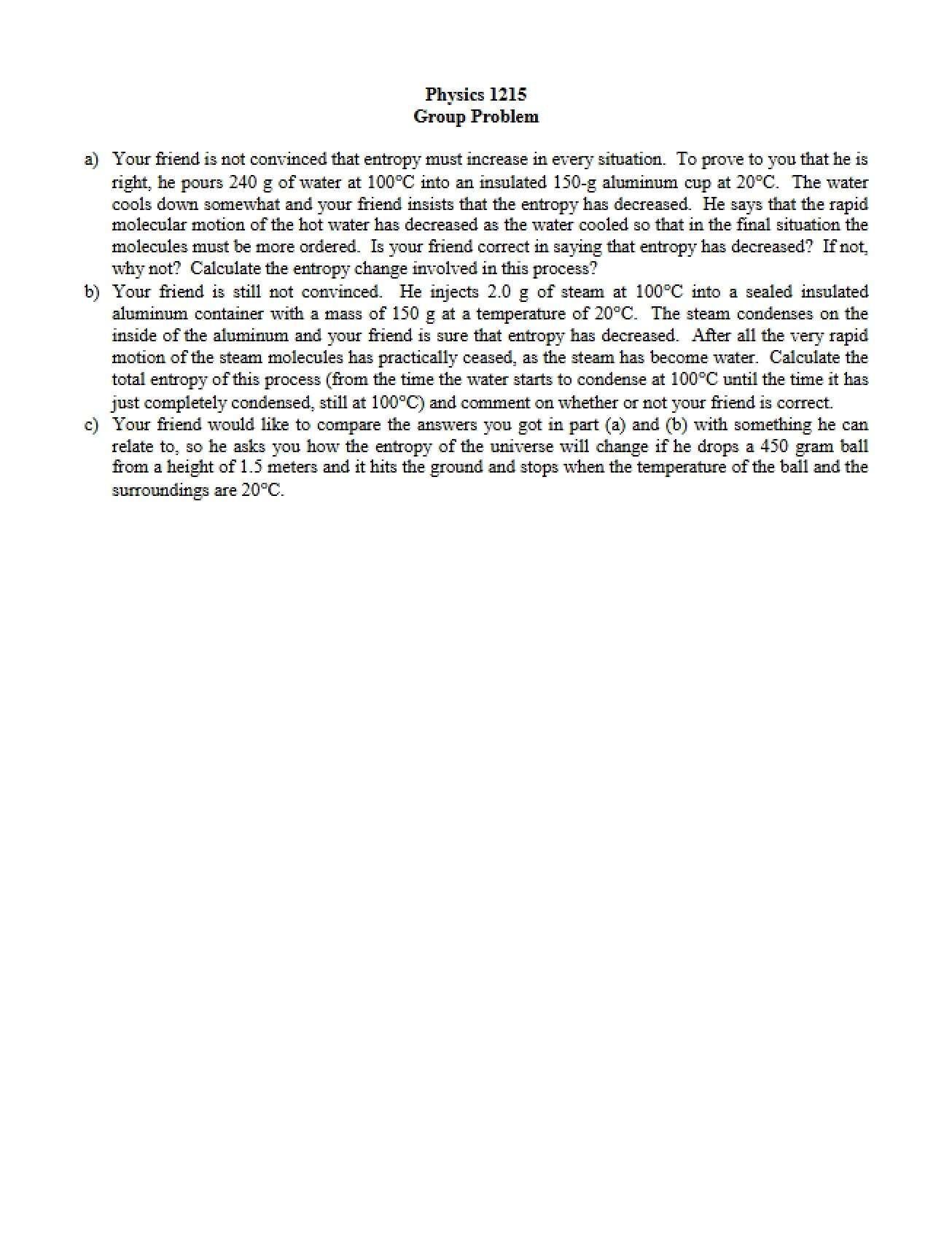 Problem for Group Work