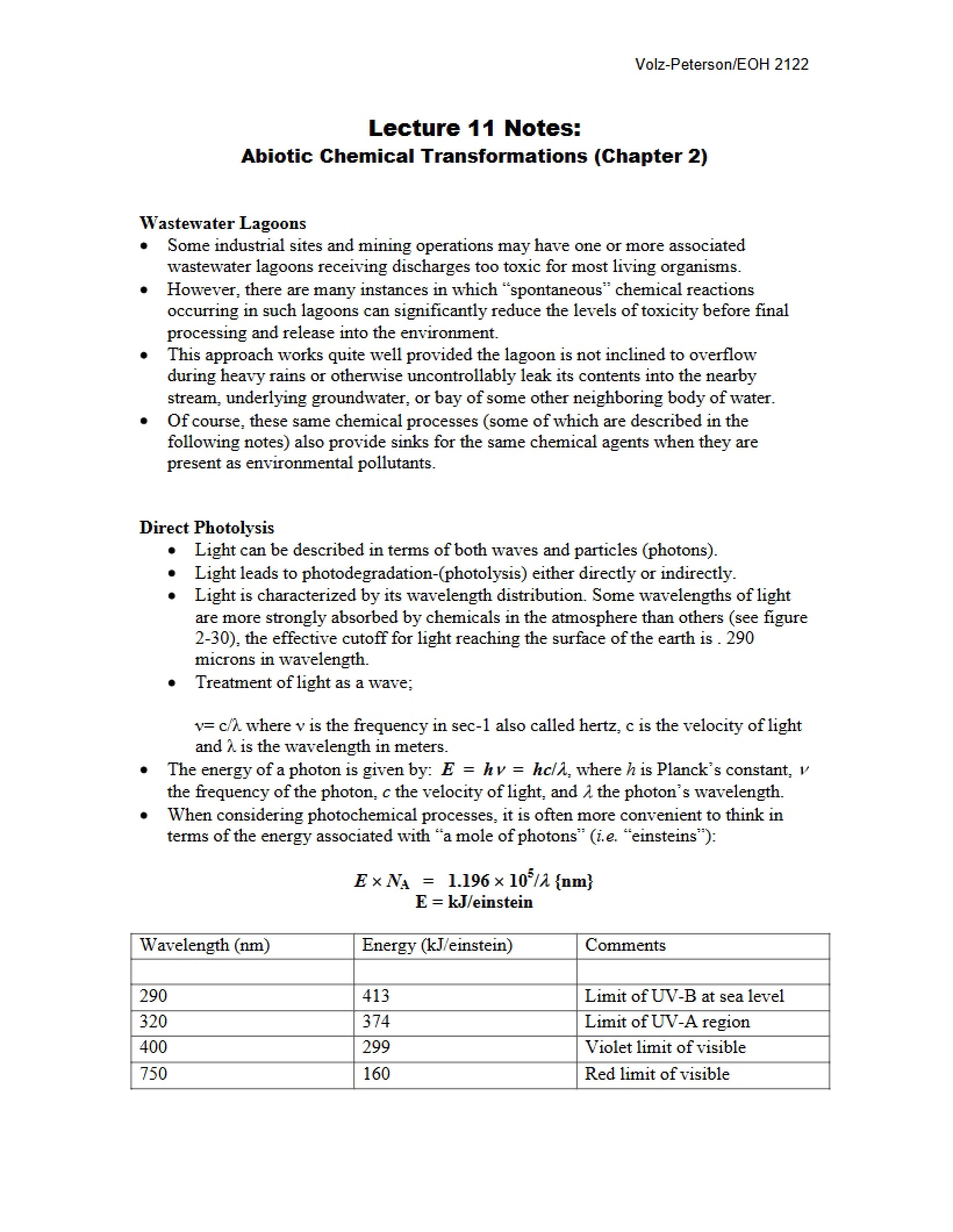Environmental Agents Lecture Notes