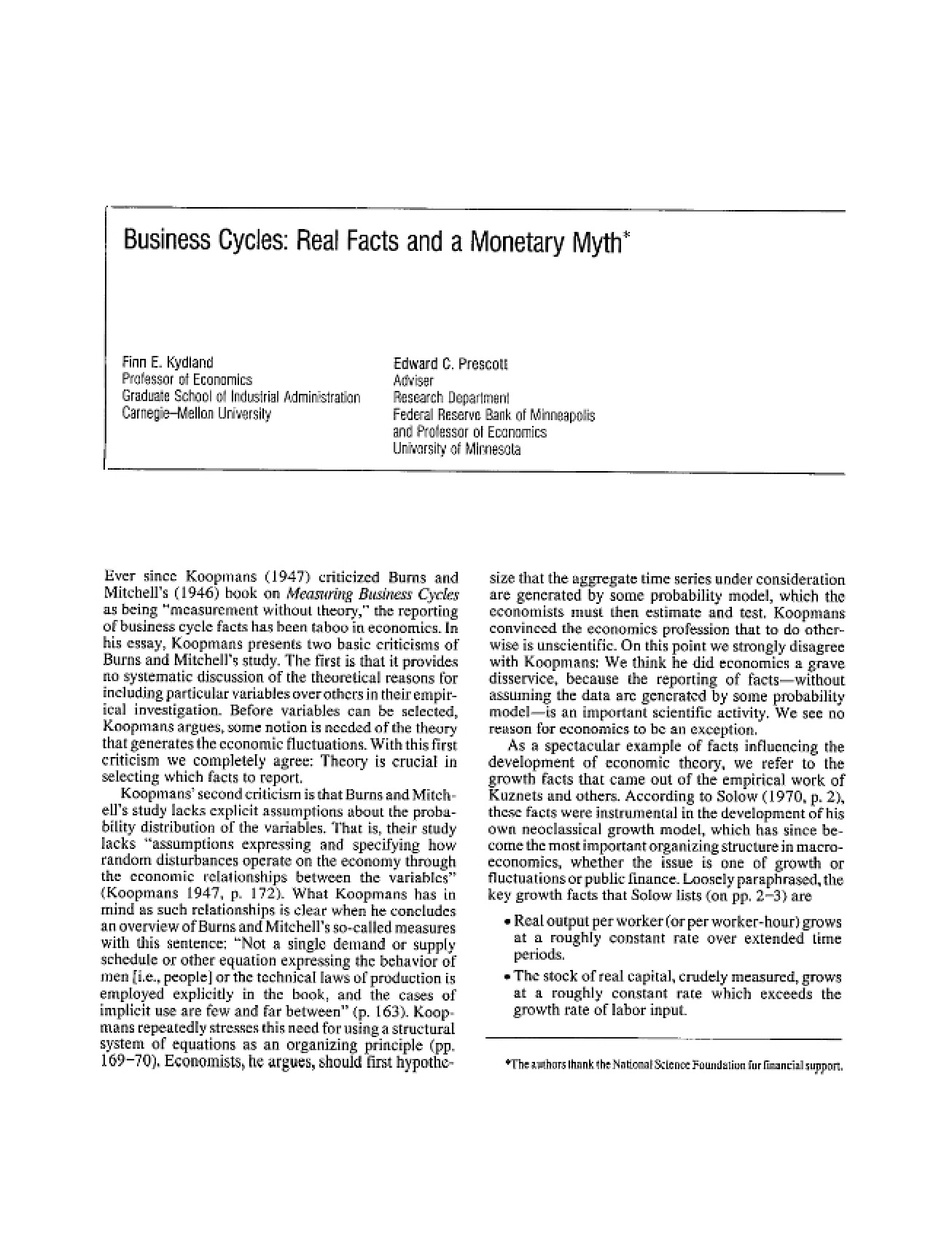 Facts about the Business Cycle