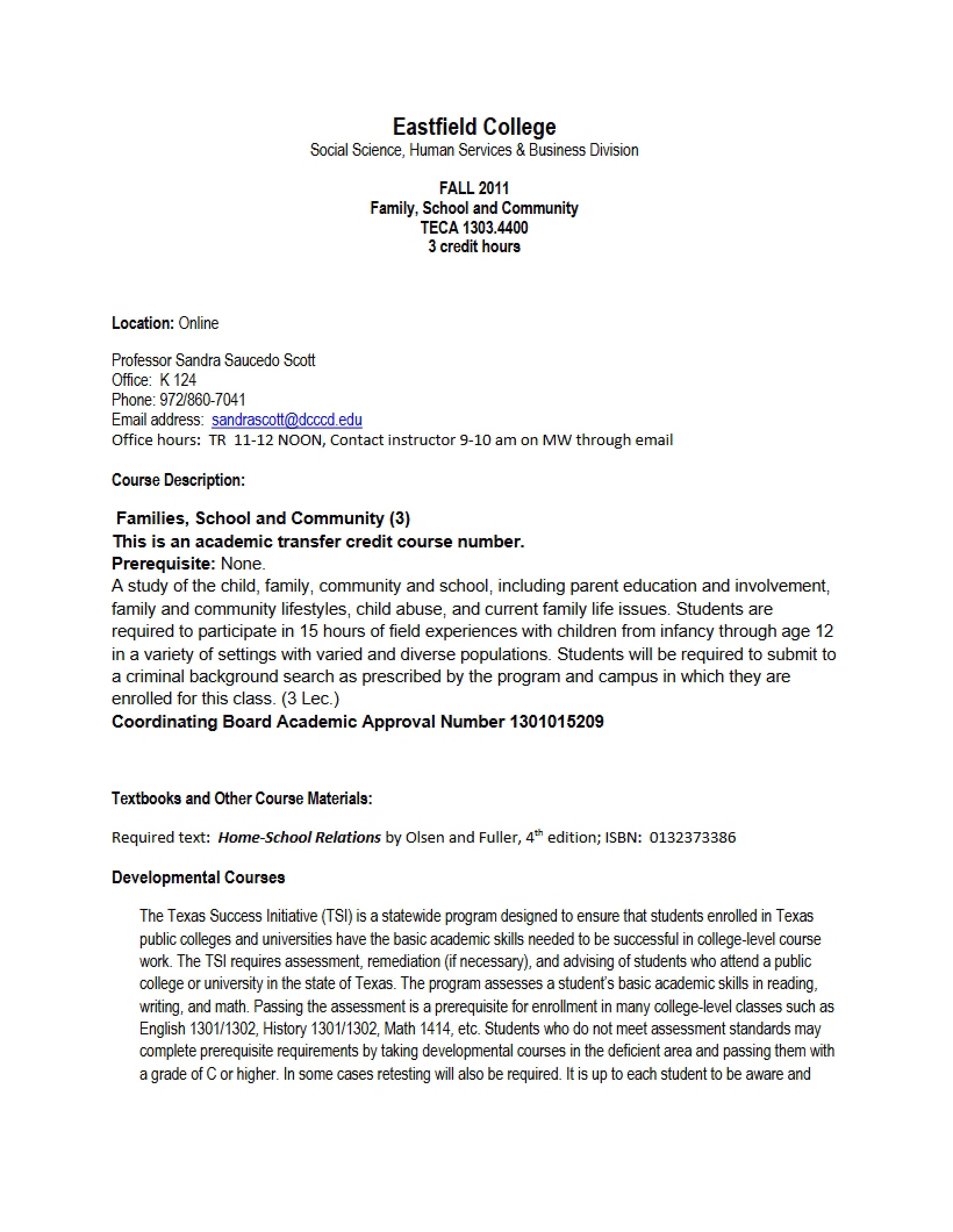 Families, School, and Community Syllabus