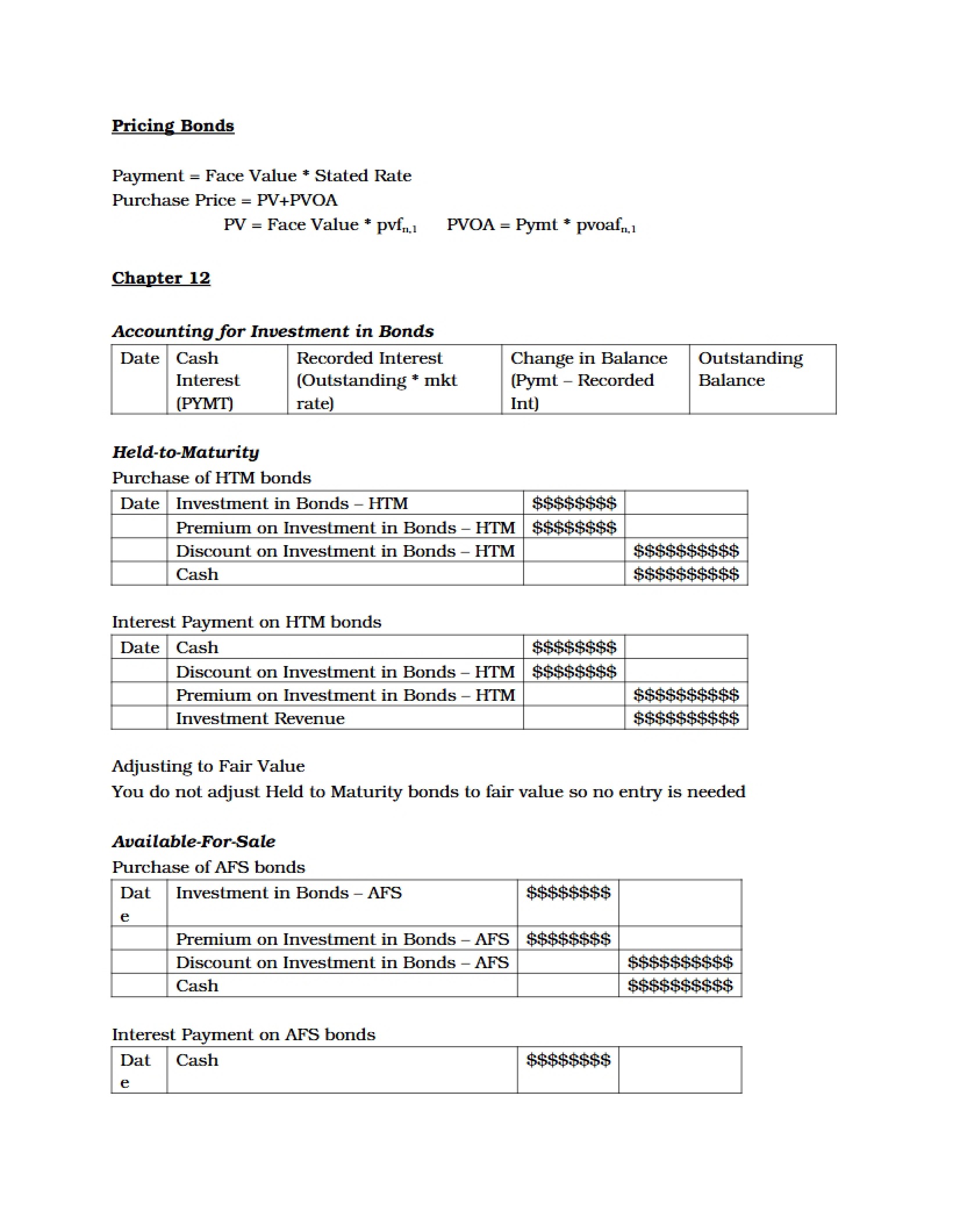 Bonds Pricing