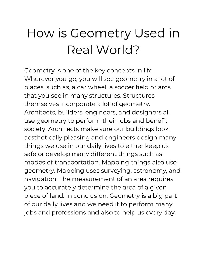 Geometry in the Real World