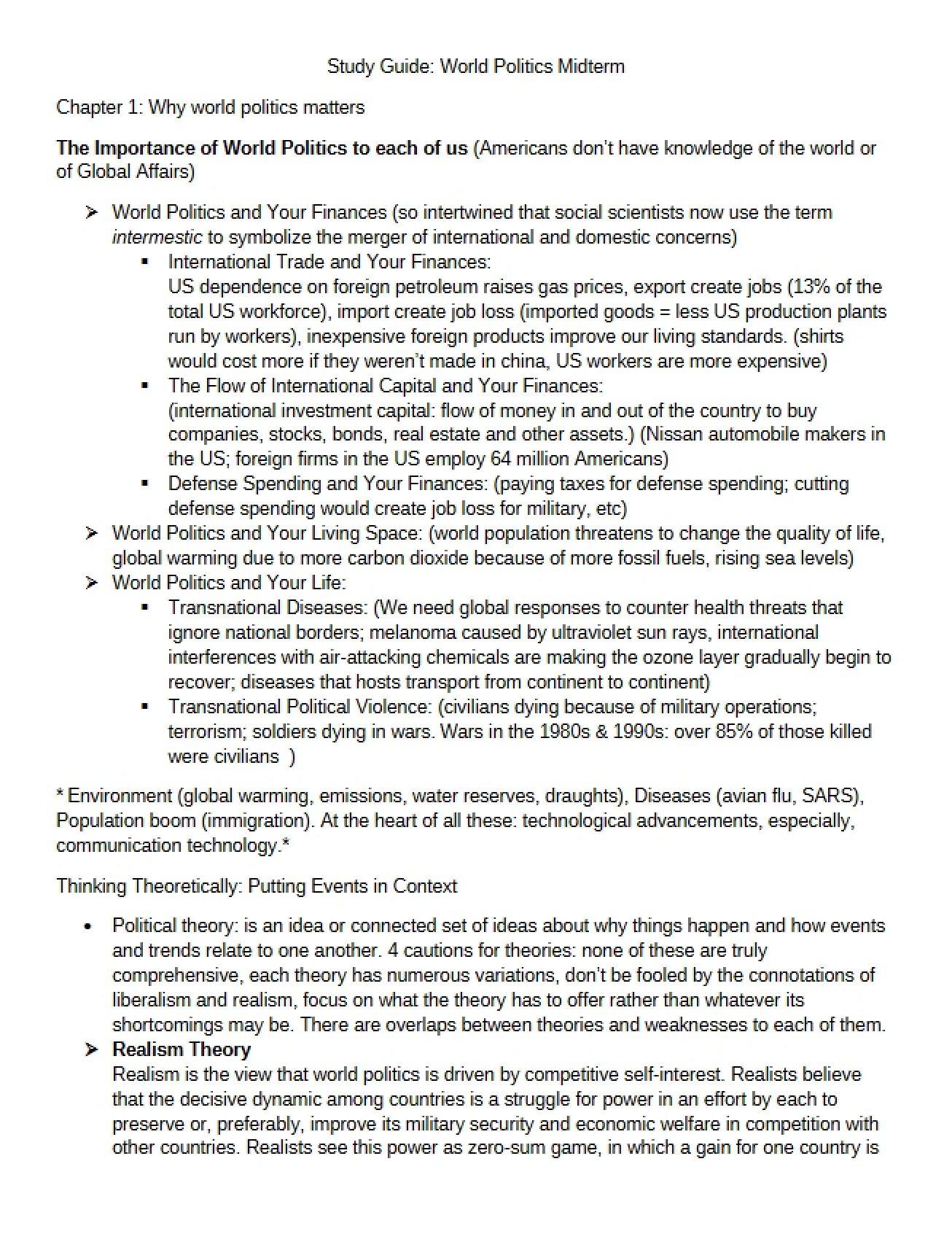 Final Guide Part 1 World Politics