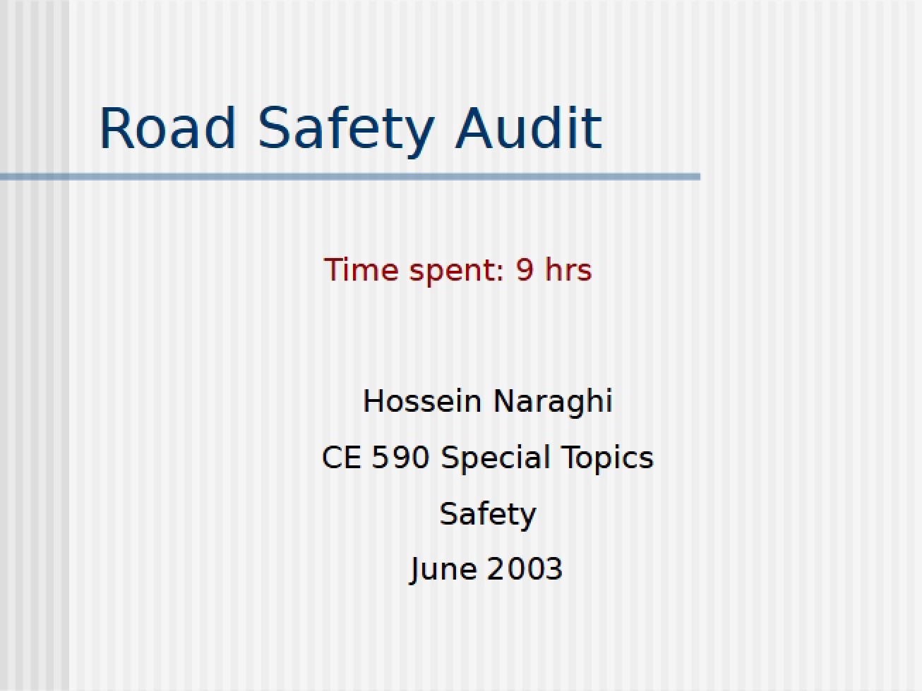 Guide to Conducting a Road Safety Audit
