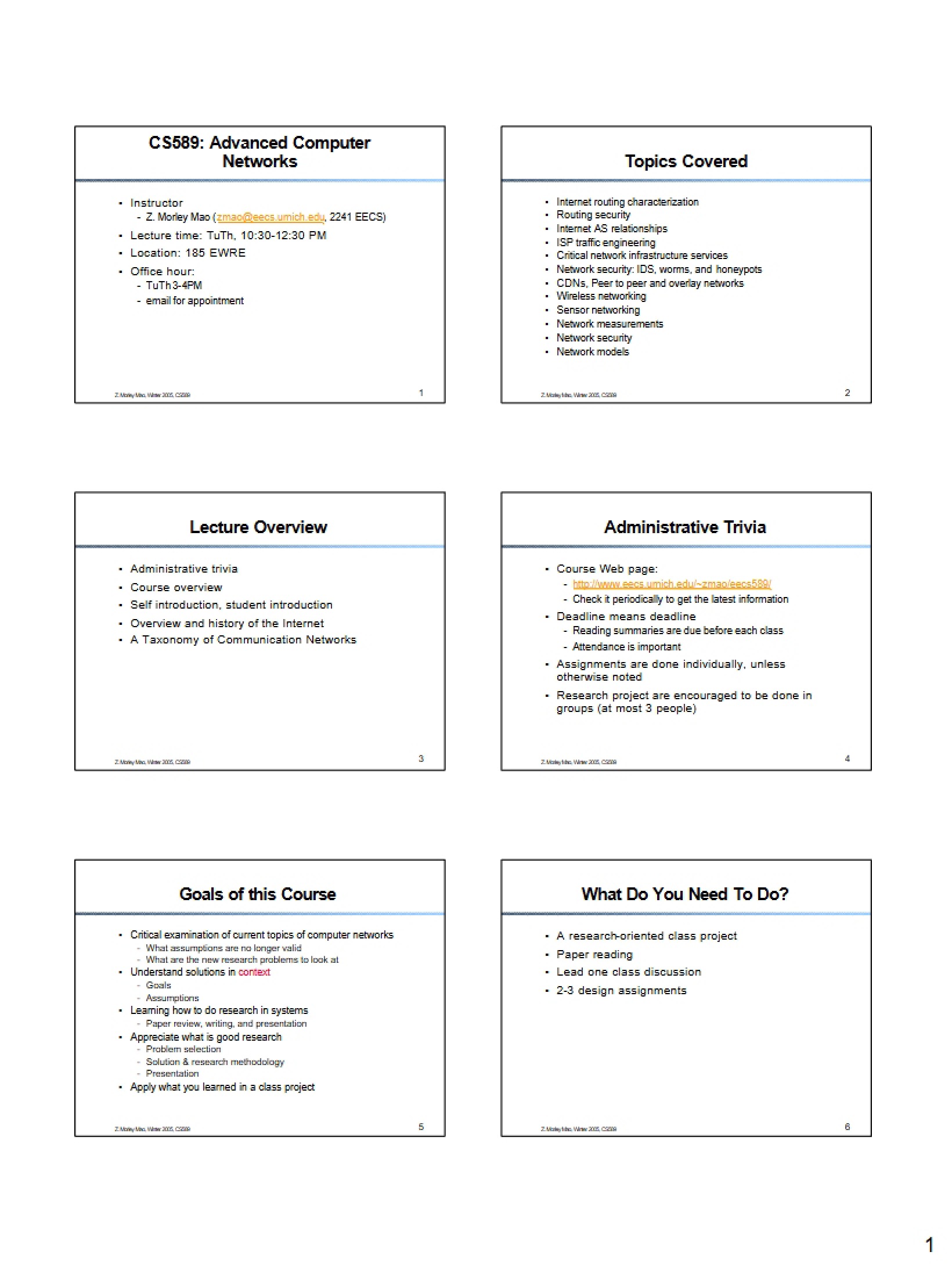 Advanced Networks Class Notes
