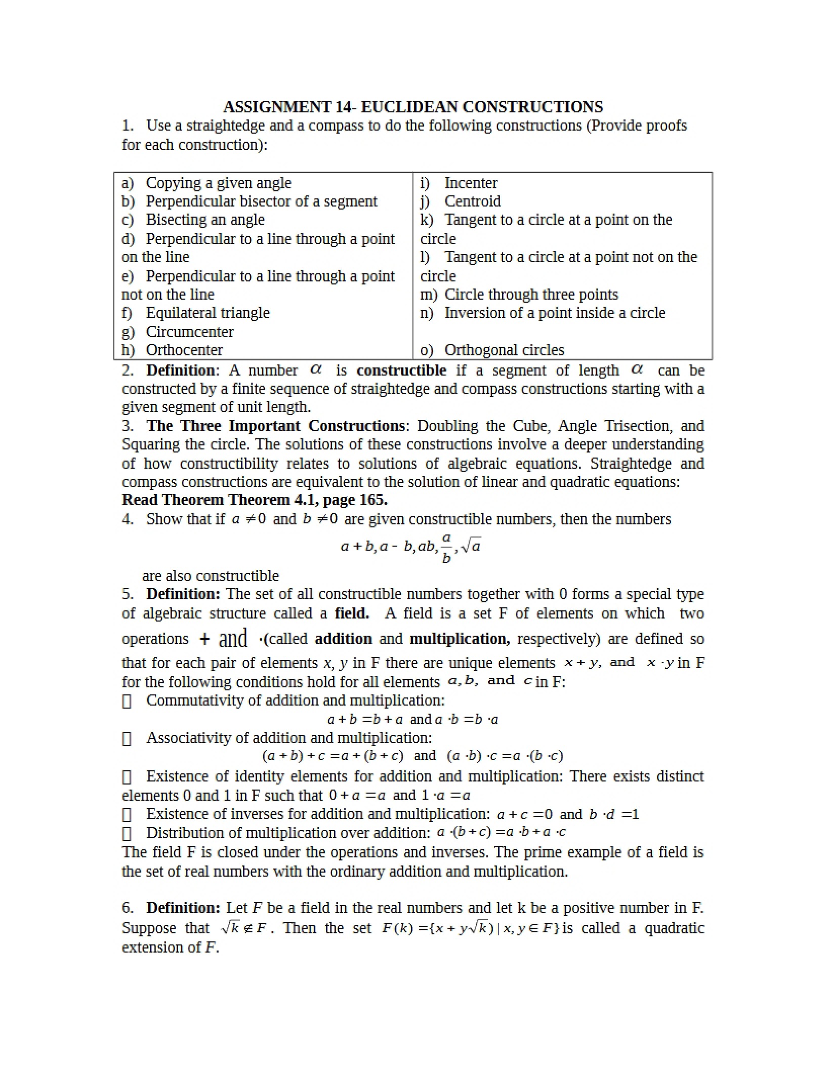 Geometry Assignment