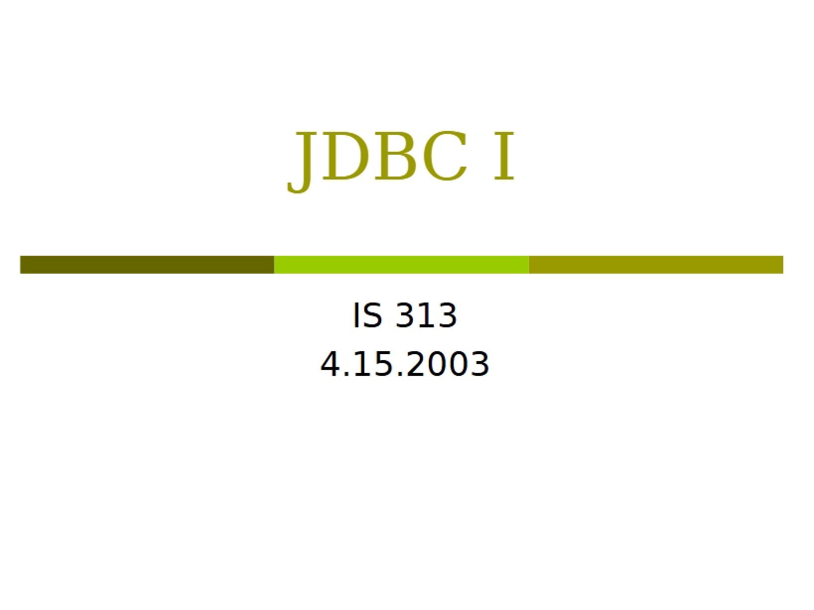 JDBC Part One