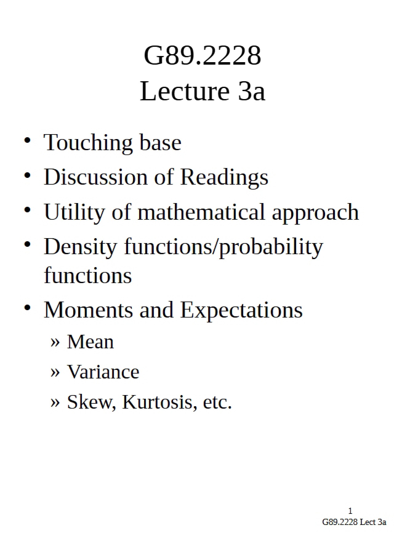 Intermediate Statistics Notes