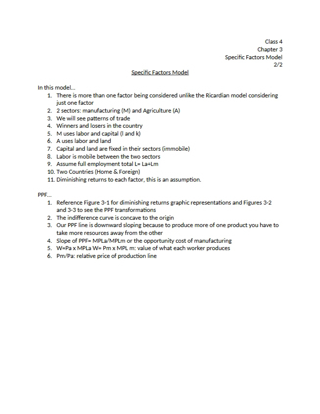 Model of Specific Factors 2