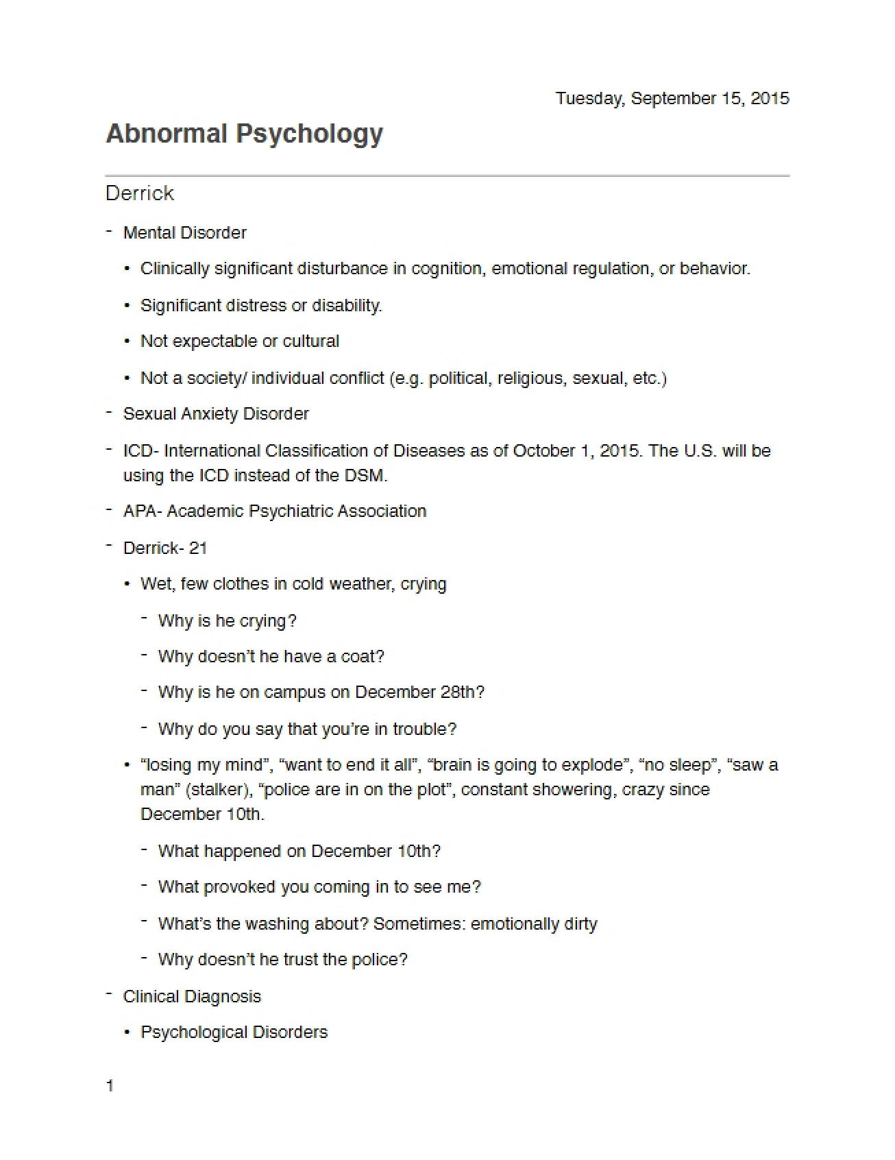 Overview of Abnormal Psychology