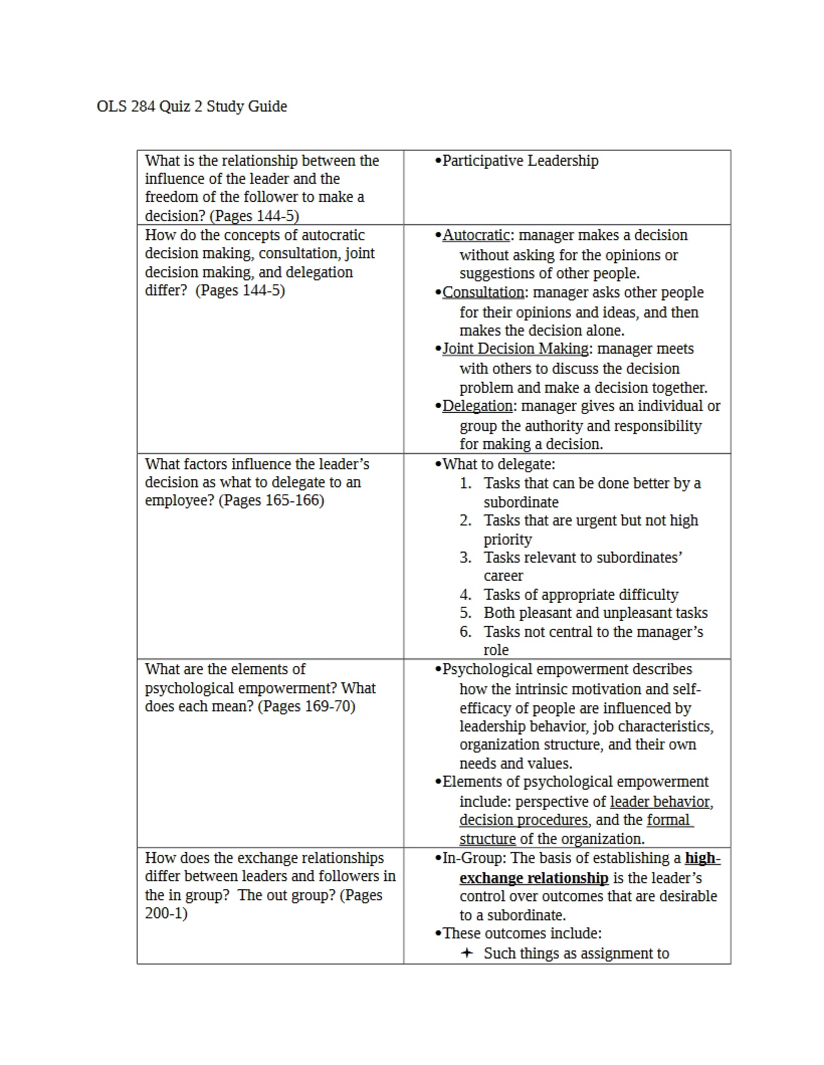 Review Guide for Quiz Two