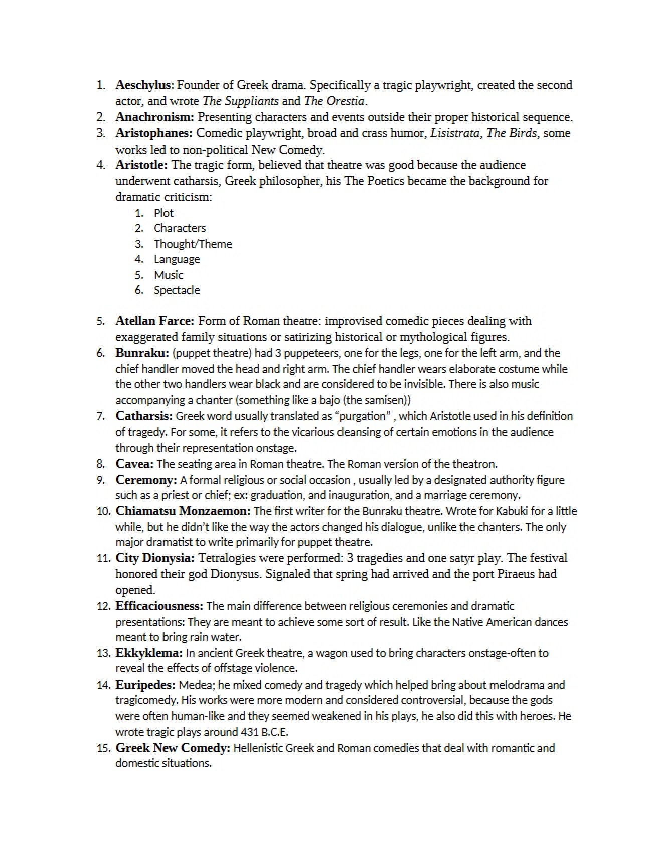 Theatre History I Notes