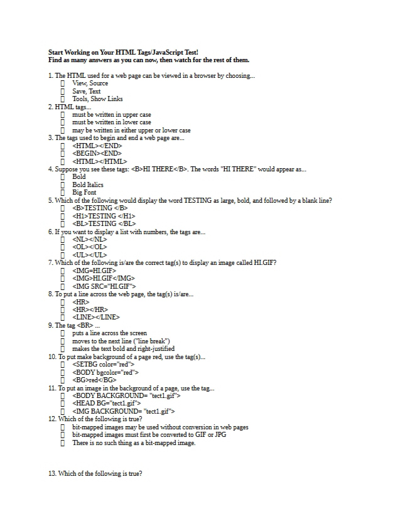 HTML Project Initiation